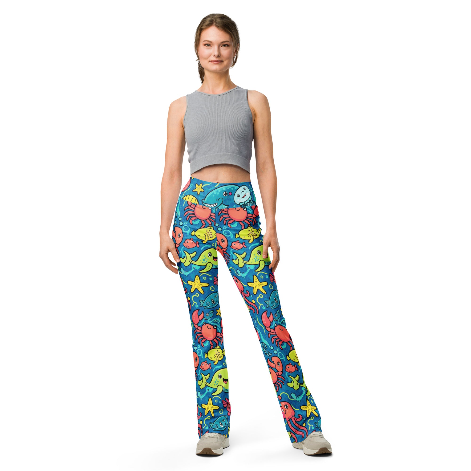Vibrant Under the Sea Flare Leggings | GearBunch