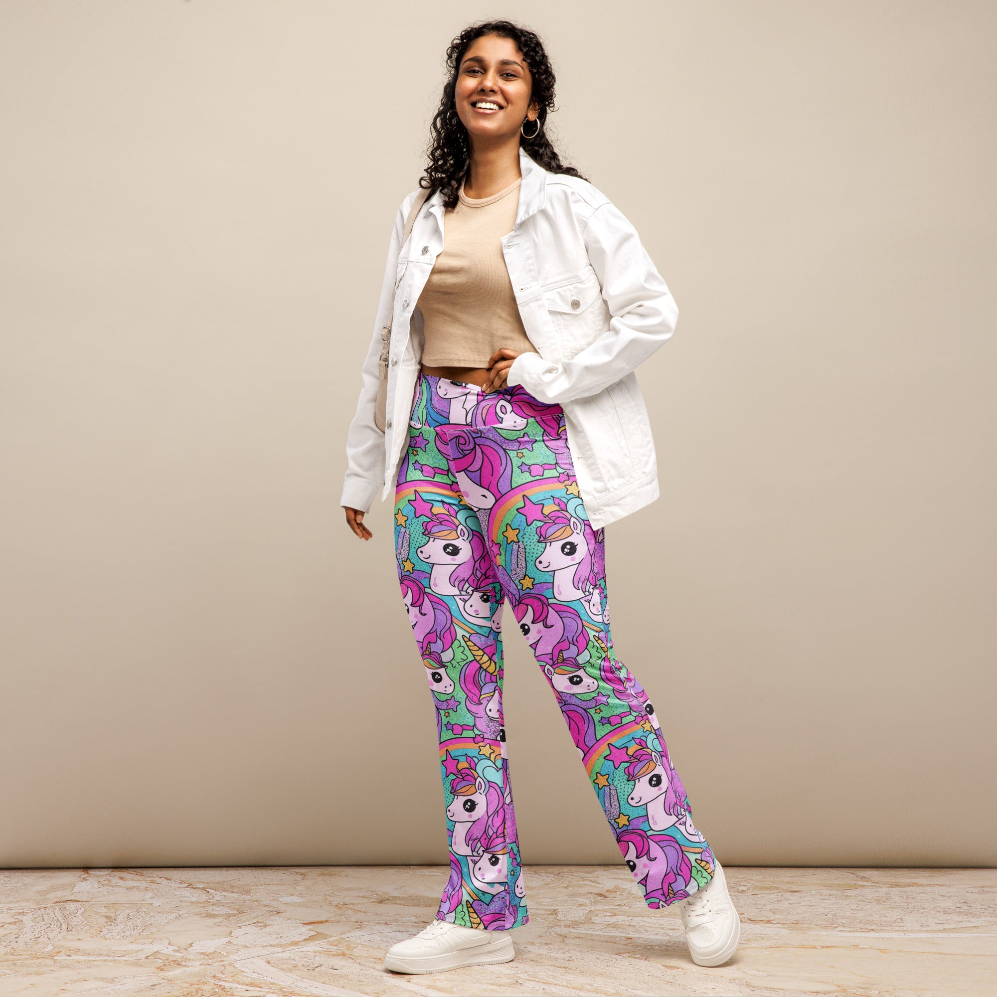 Vibrant Unicorn Rainbow Party Flare Leggings | GearBunch