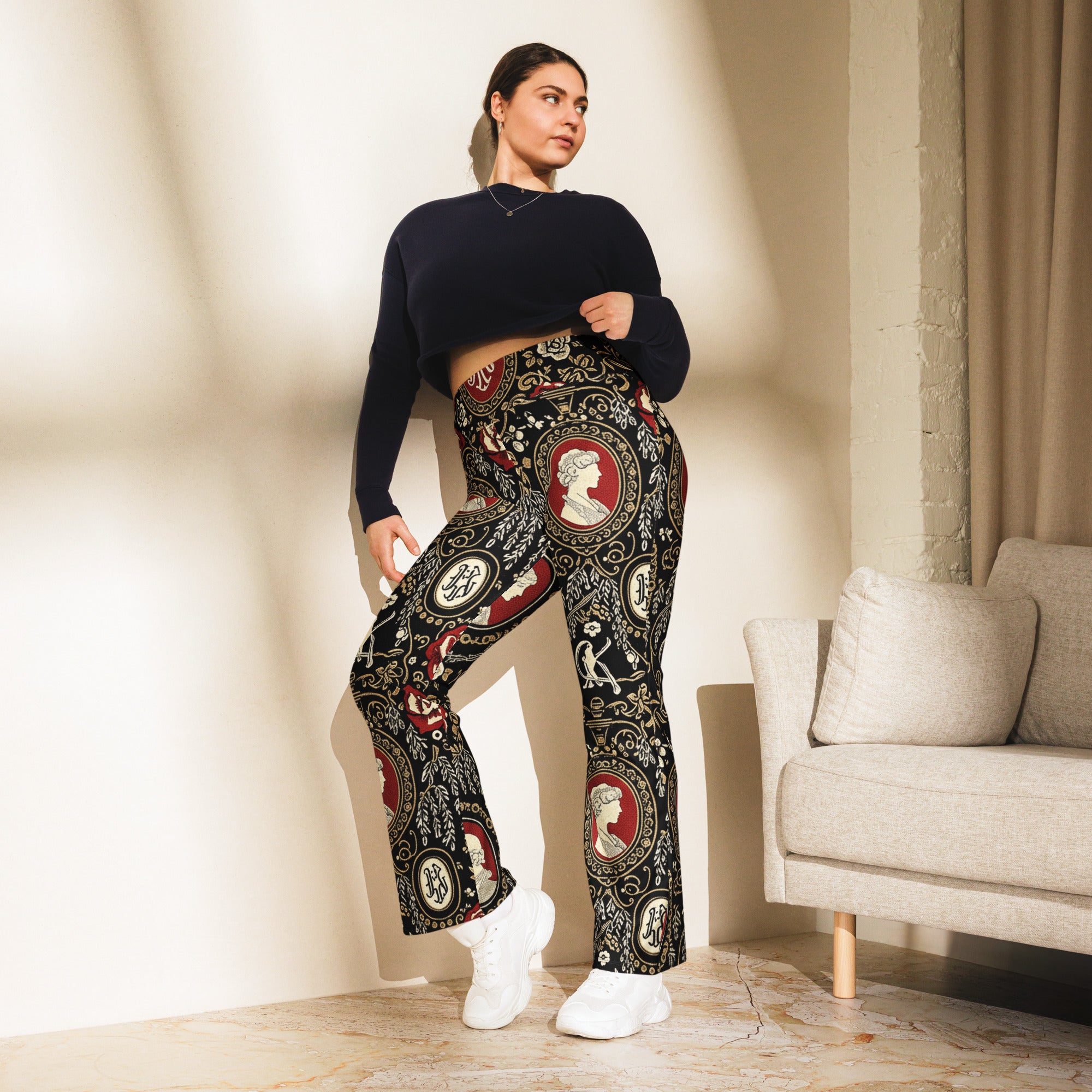 Victorian Mourning Lace Flare Leggings | GearBunch