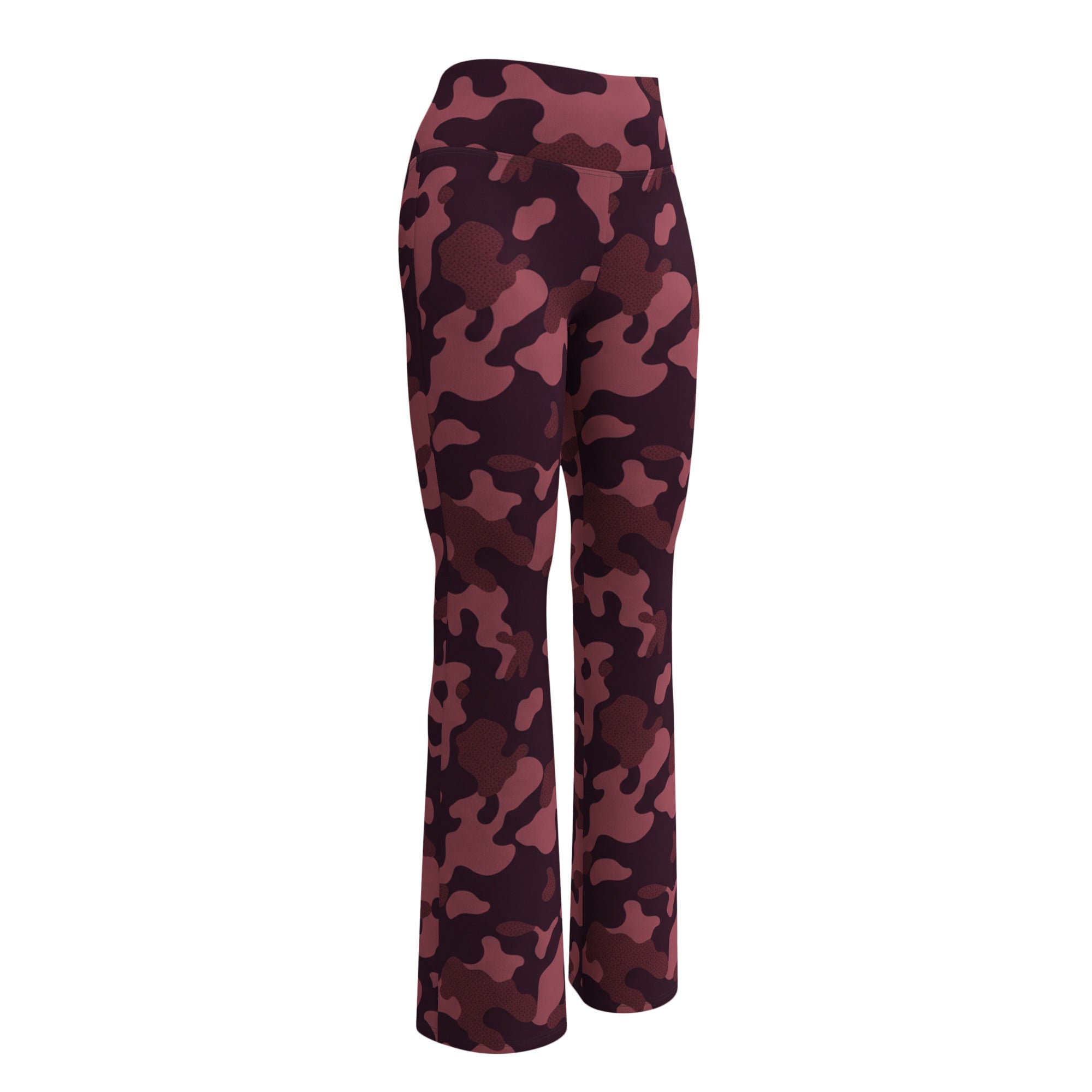 Wine Burgundy Camo Flare Leggings | GearBunch