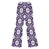 GearBunch Zellige Amethyst Flare Leggings showcasing a deep purple, lavender, silver, white, and black intricate geometric tile pattern.