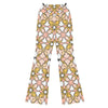 Zellige Blush Gold Flare Leggings with intricate geometric pattern in blush, rose gold, and charcoal by GearBunch