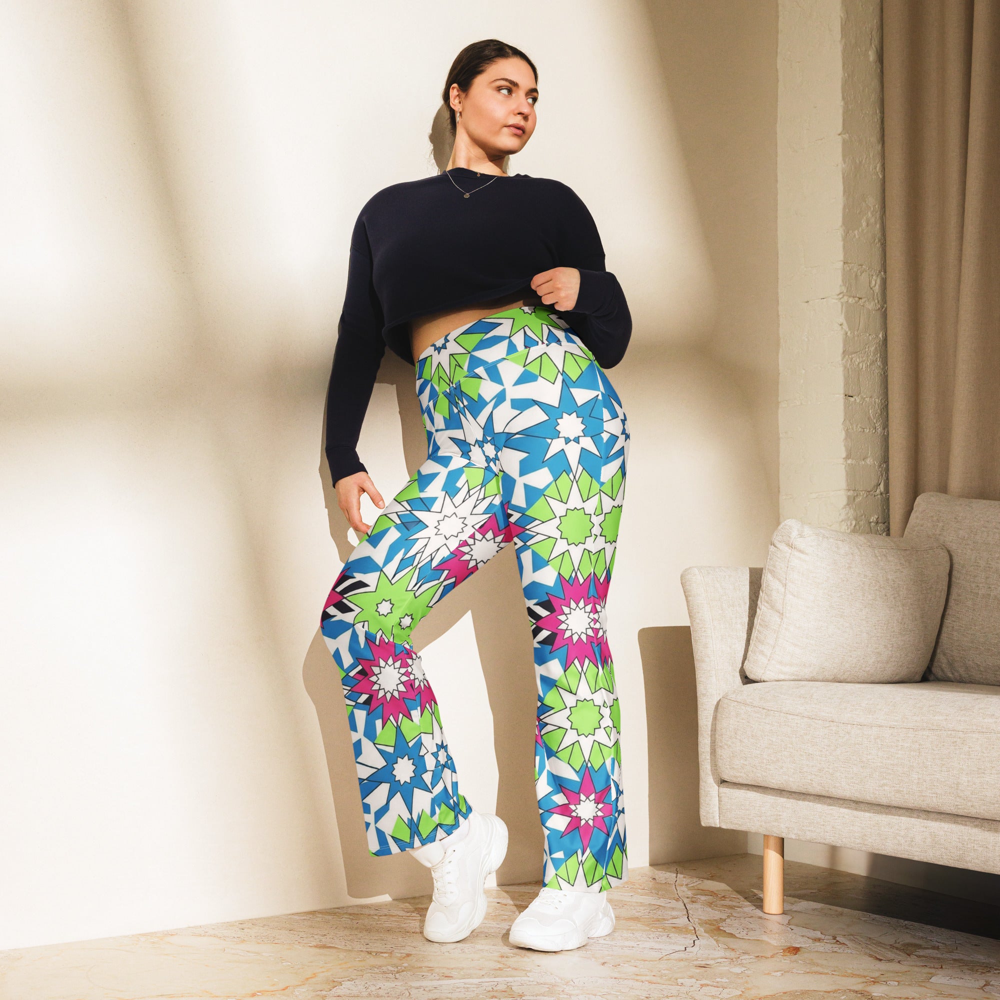 Zellige Electric Neon Flare Leggings | GearBunch