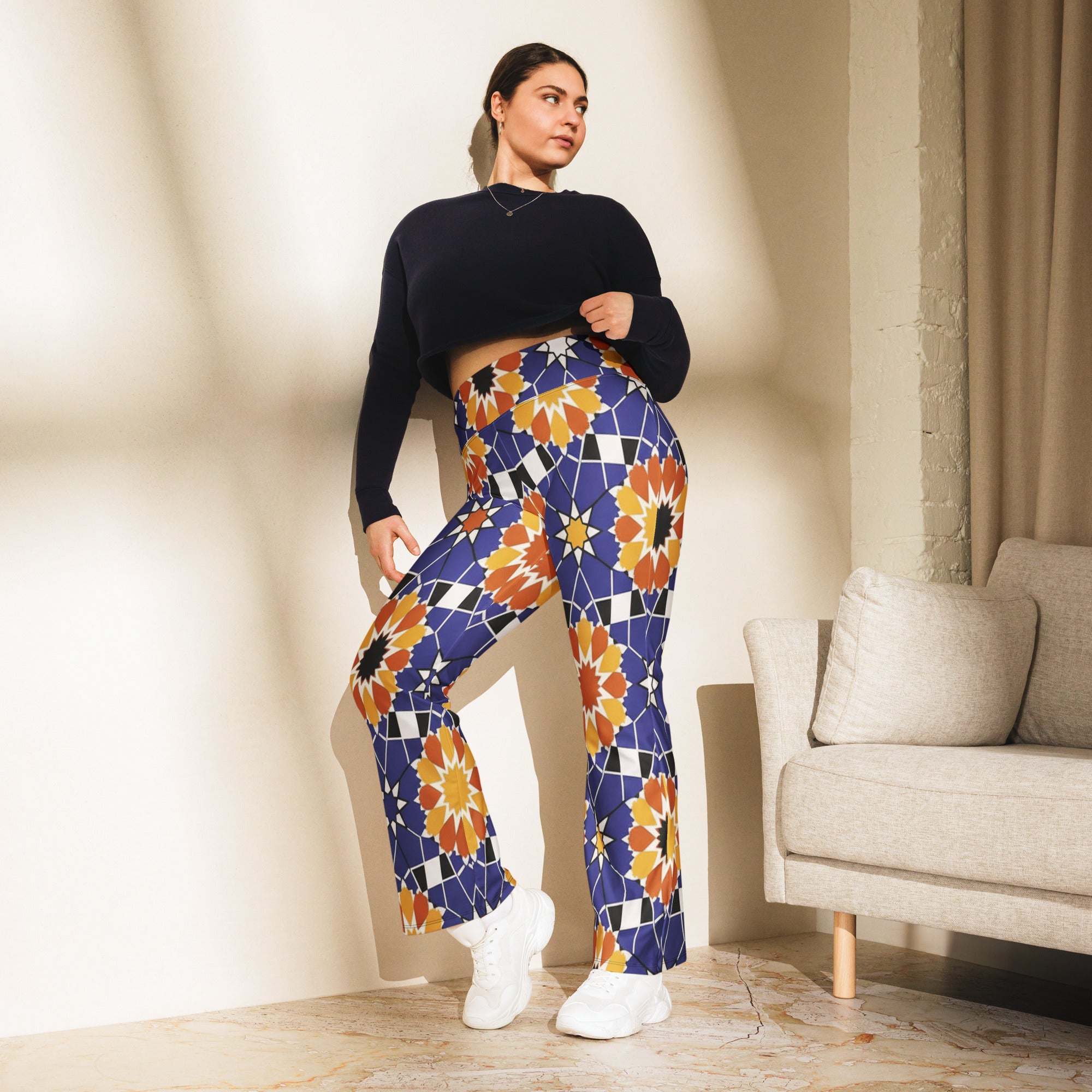 Zellige Indigo Saffron Flare Leggings | GearBunch