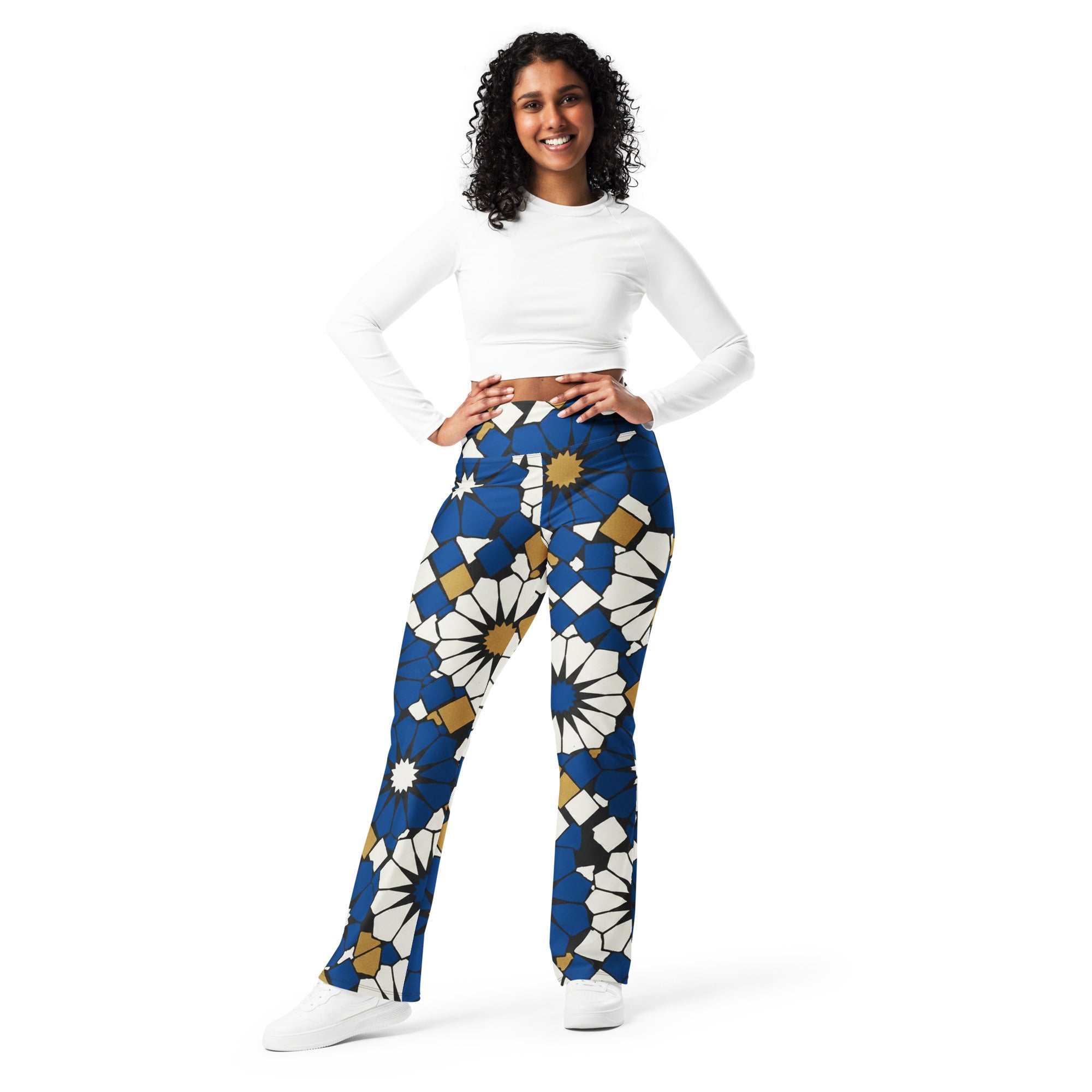 Zellige Midnight Blue Flare Leggings | GearBunch