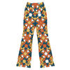 Model wearing GearBunch Zellige Ocean Sunset Flare Leggings, showcasing vibrant geometric pattern and comfortable fit.