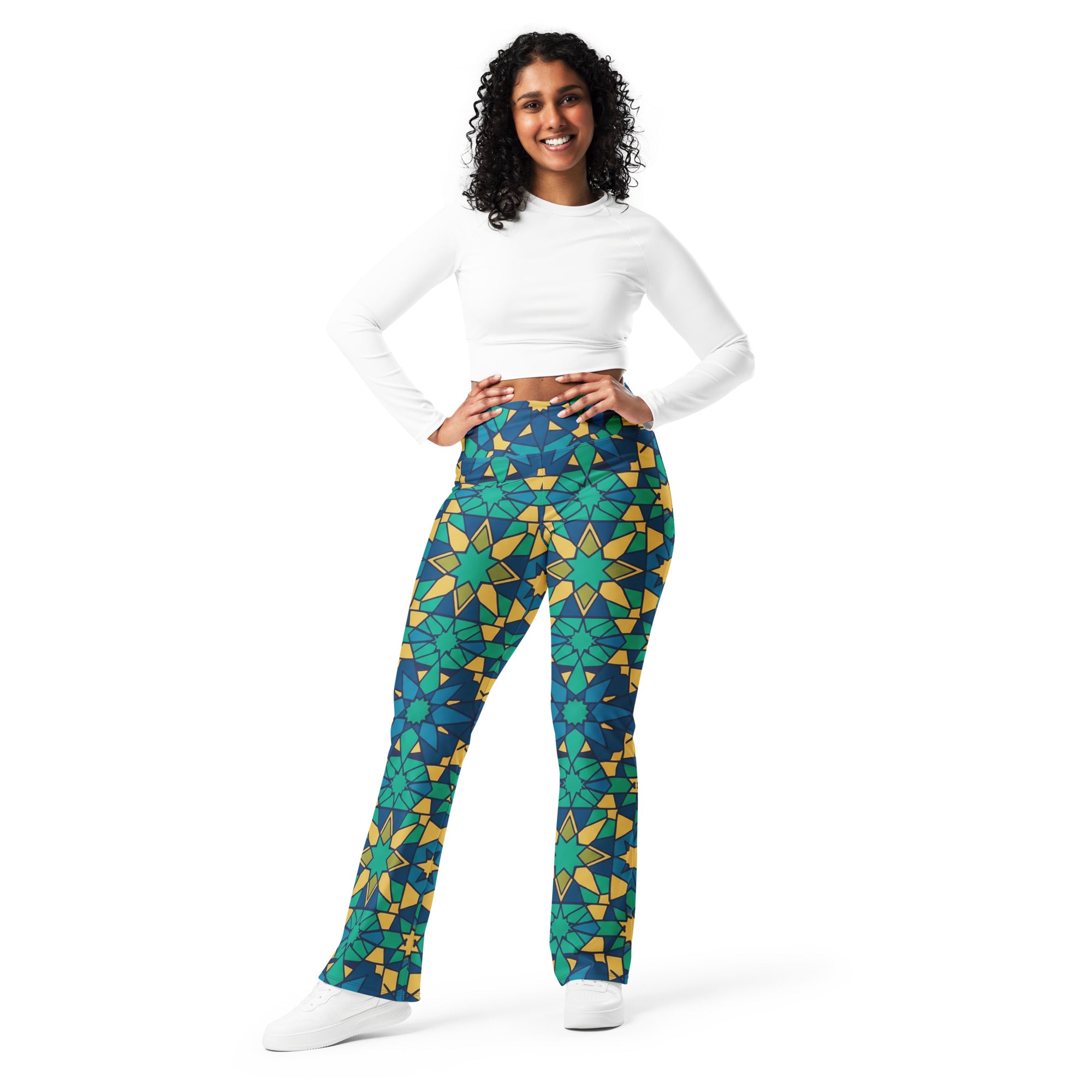 Zellige Peacock Flare Leggings | GearBunch