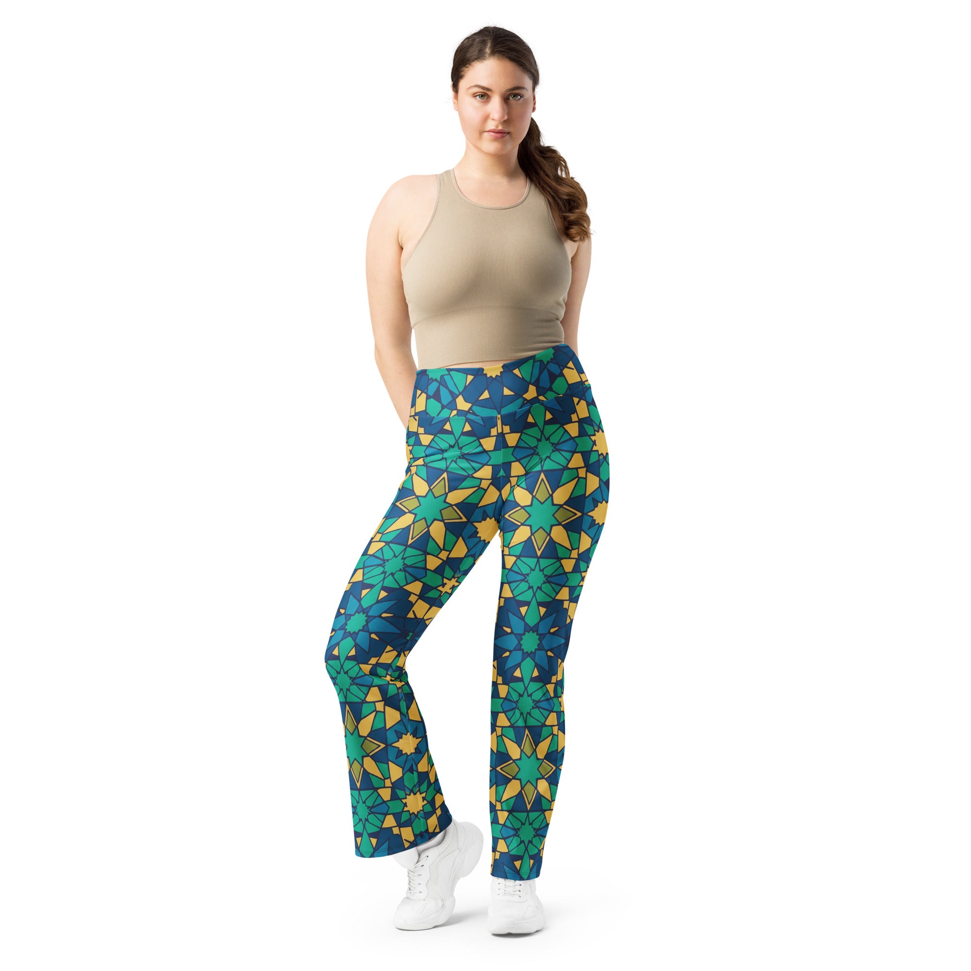 Zellige Peacock Flare Leggings | GearBunch