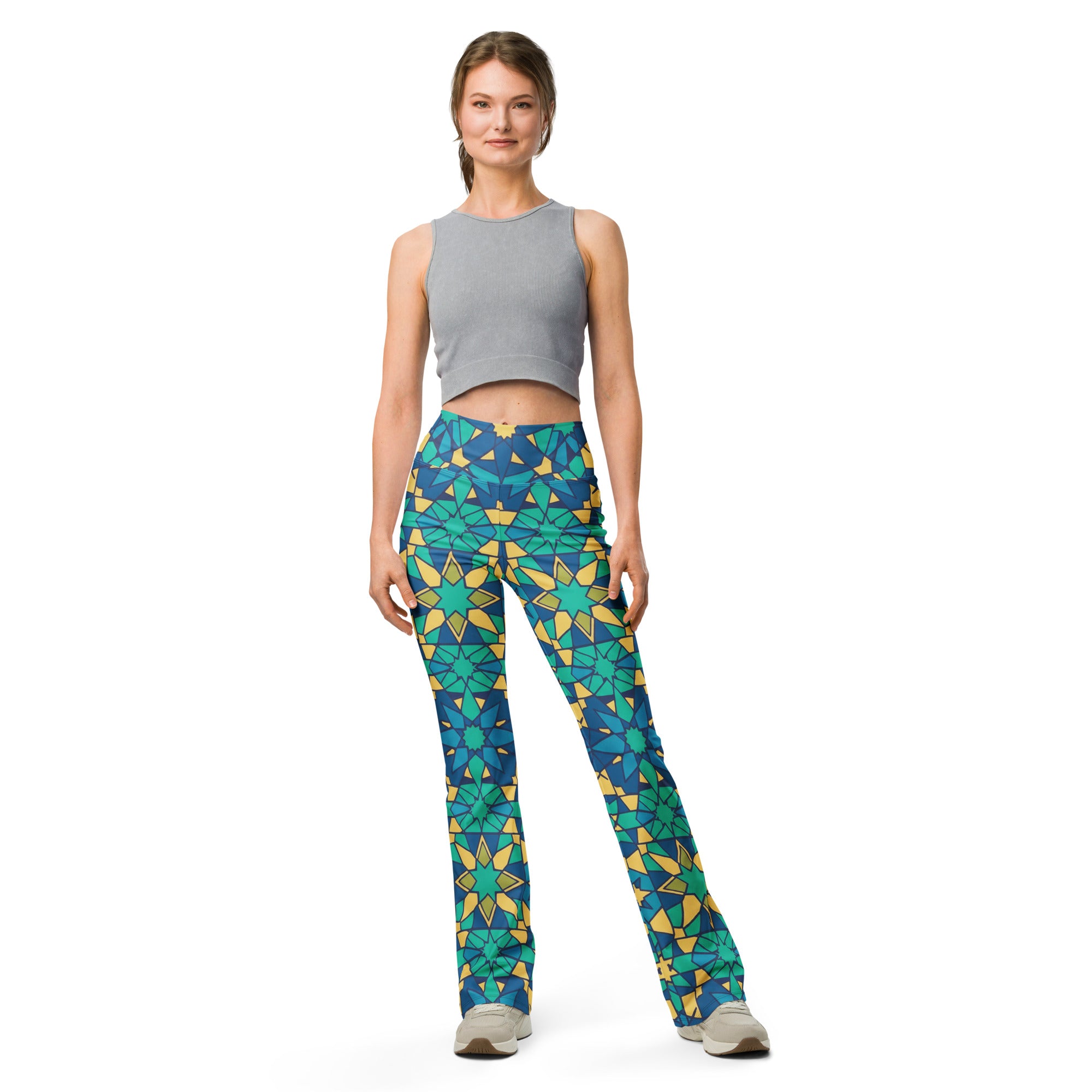 Zellige Peacock Flare Leggings | GearBunch