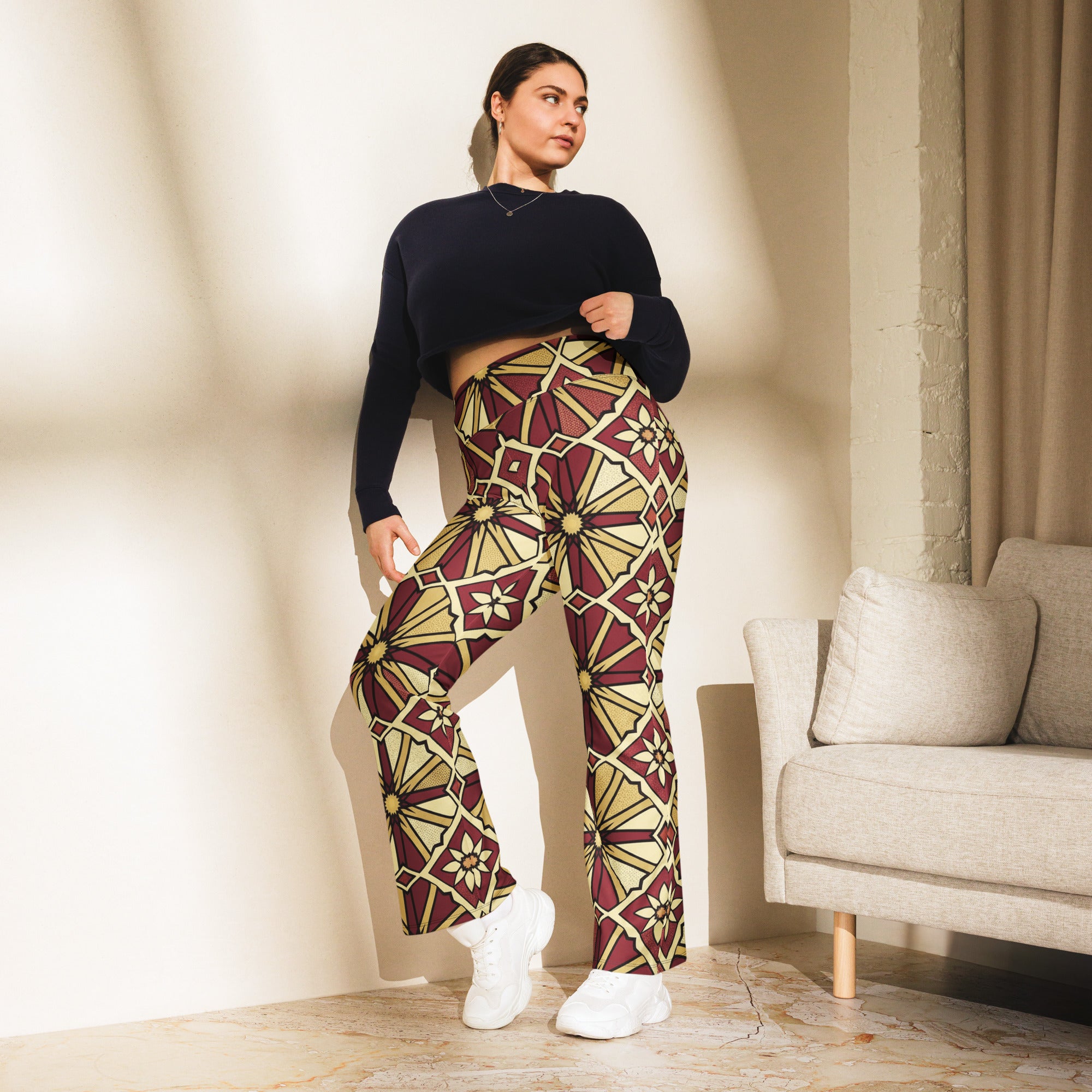 Zellige Pomegranate Flare Leggings | GearBunch