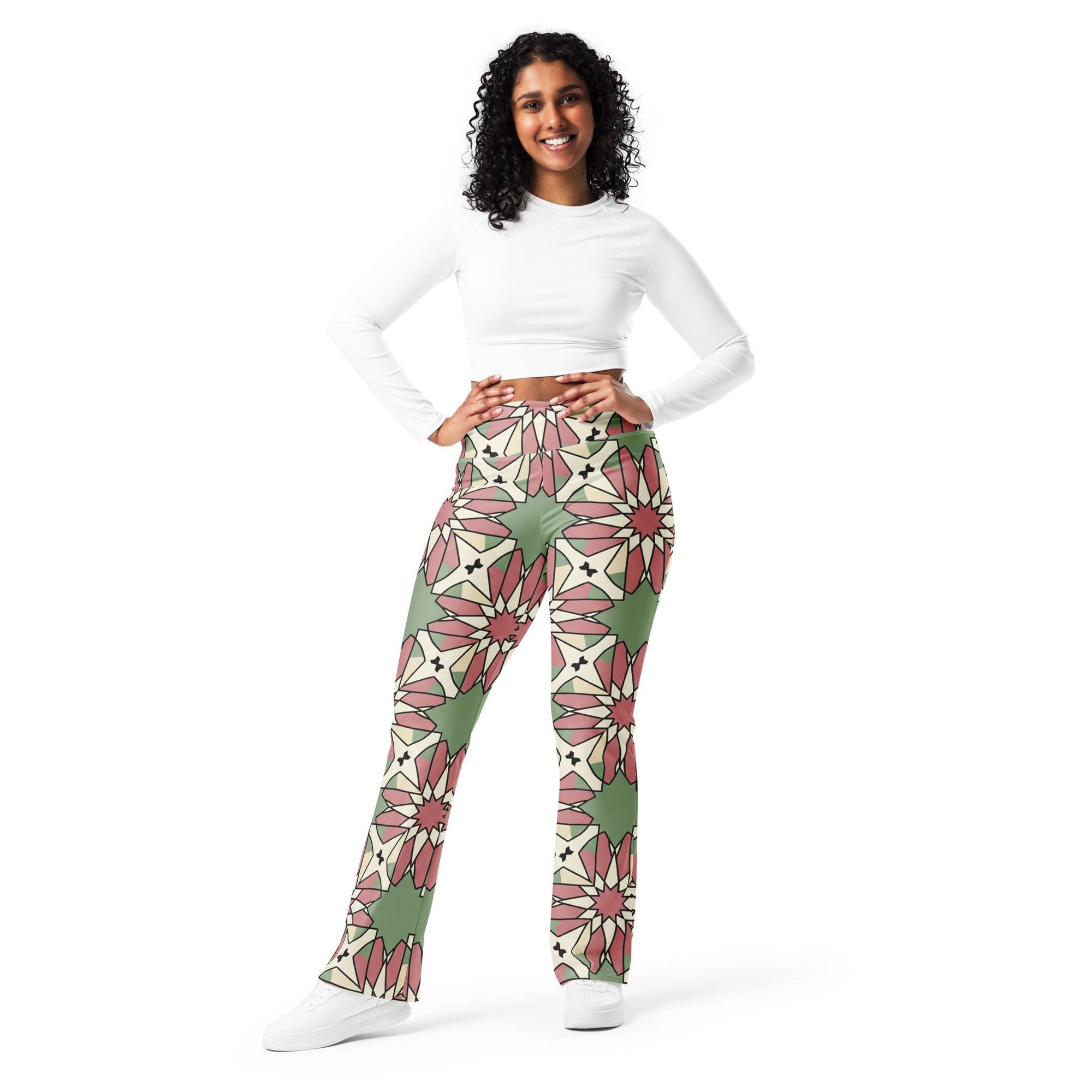 Zellige Rose Garden Flare Leggings | GearBunch