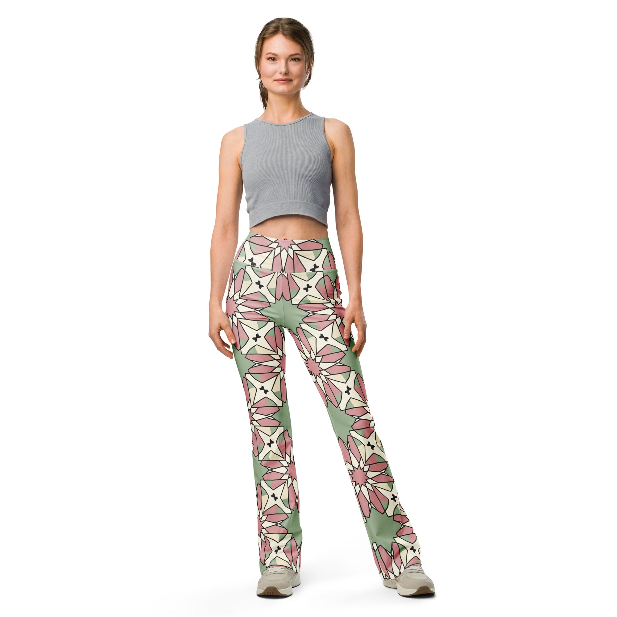 Zellige Rose Garden Flare Leggings | GearBunch
