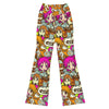 GearBunch Anime Collage Cat Cafe Flare Leggings in a vibrant, high-contrast anime style print with original characters.