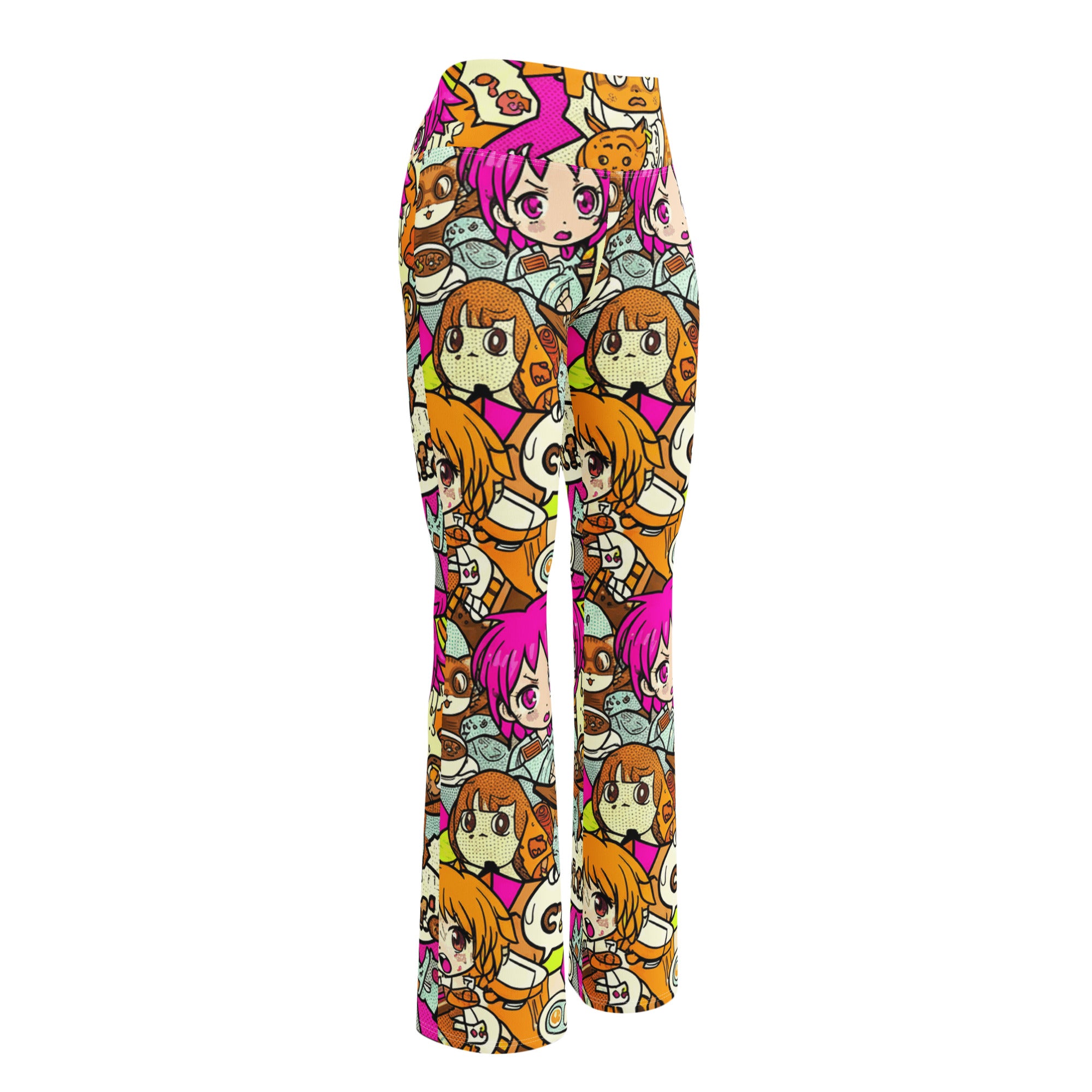 Anime Collage Cat Cafe Flare Leggings | GearBunch