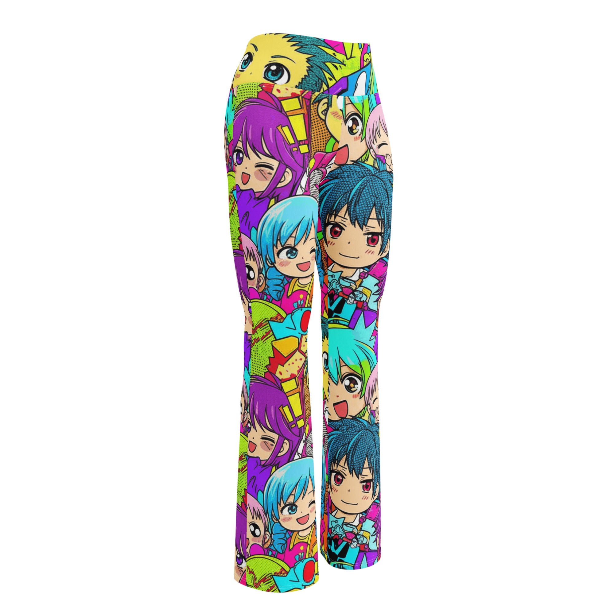 Anime Collage Chibi Party Flare Leggings | GearBunch