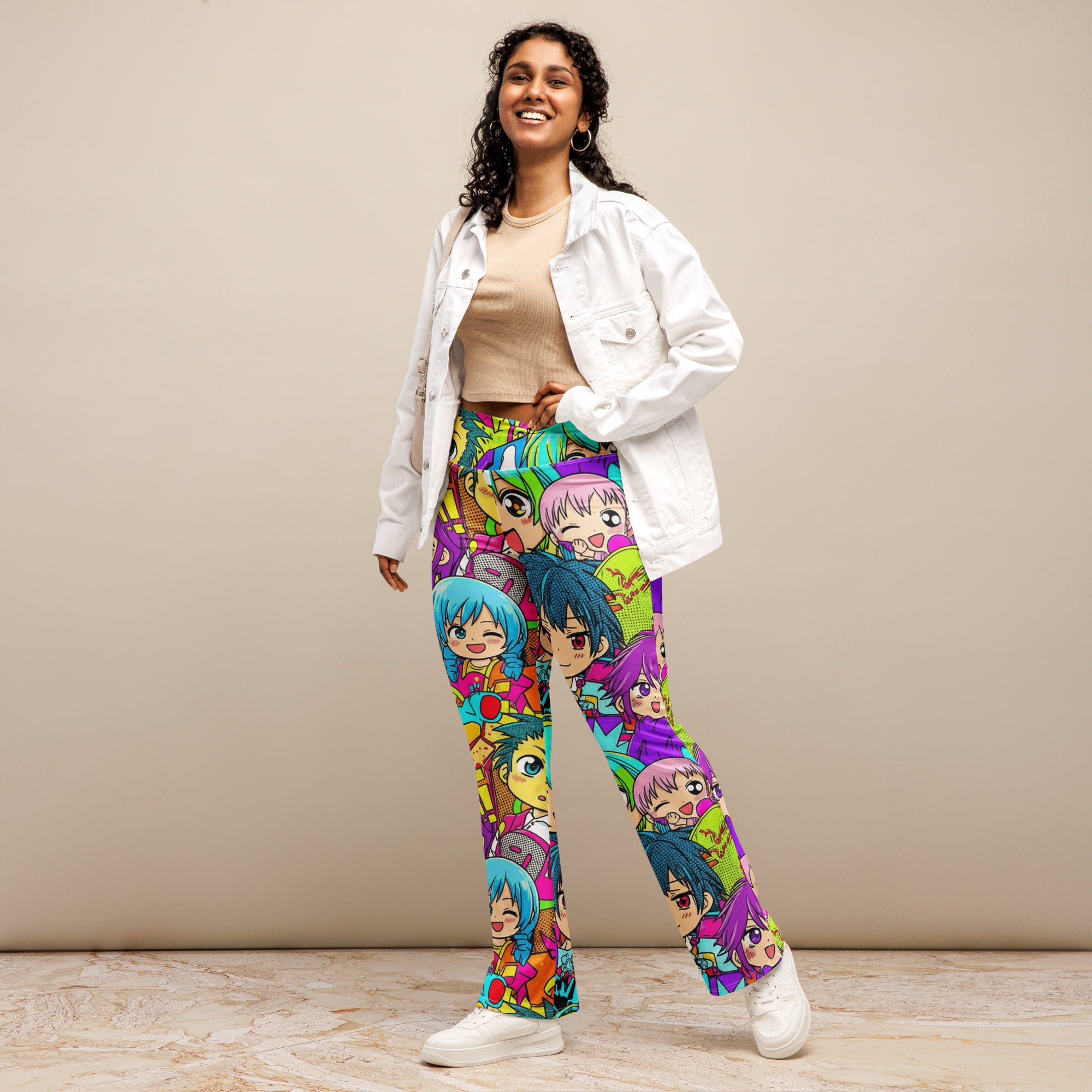 Anime Collage Chibi Party Flare Leggings | GearBunch