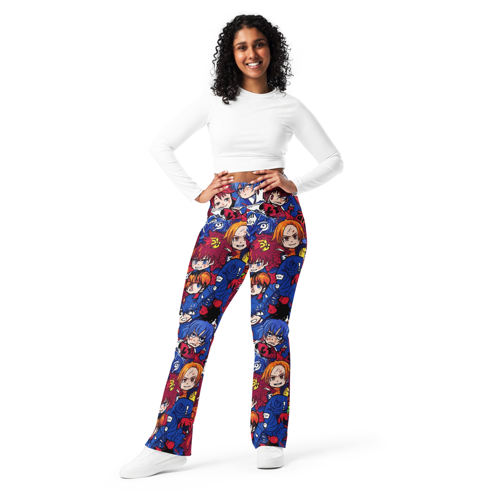 Anime Collage Dark Shonen Flare Leggings | GearBunch