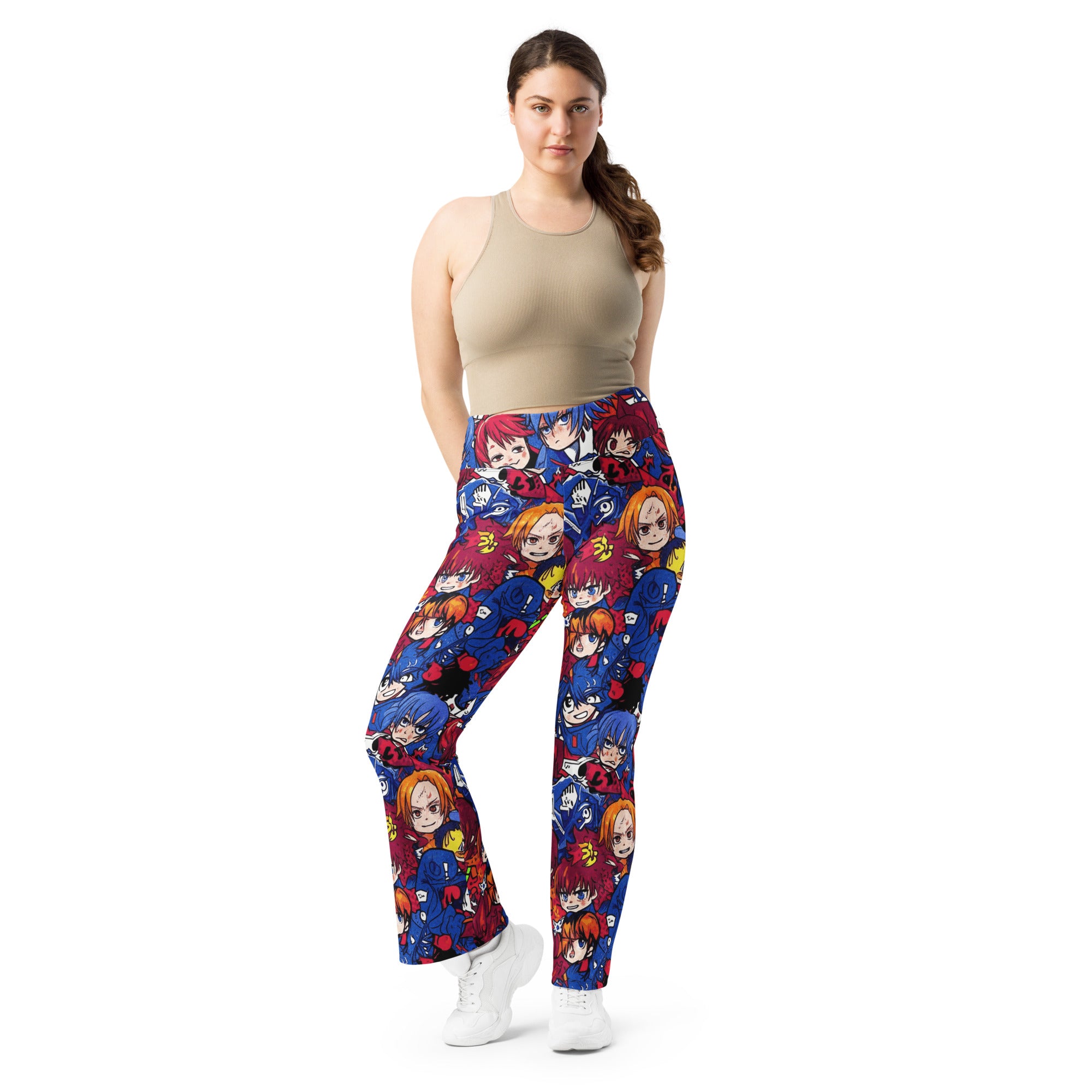 Anime Collage Dark Shonen Flare Leggings | GearBunch