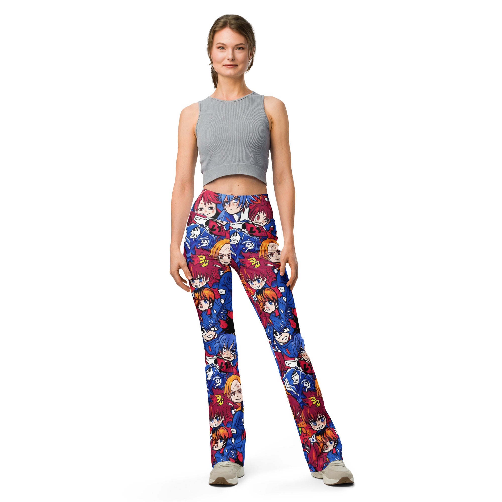 Anime Collage Dark Shonen Flare Leggings | GearBunch