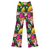 Vibrant anime collage print Flare Leggings by GearBunch, featuring original characters in neon bright colours.