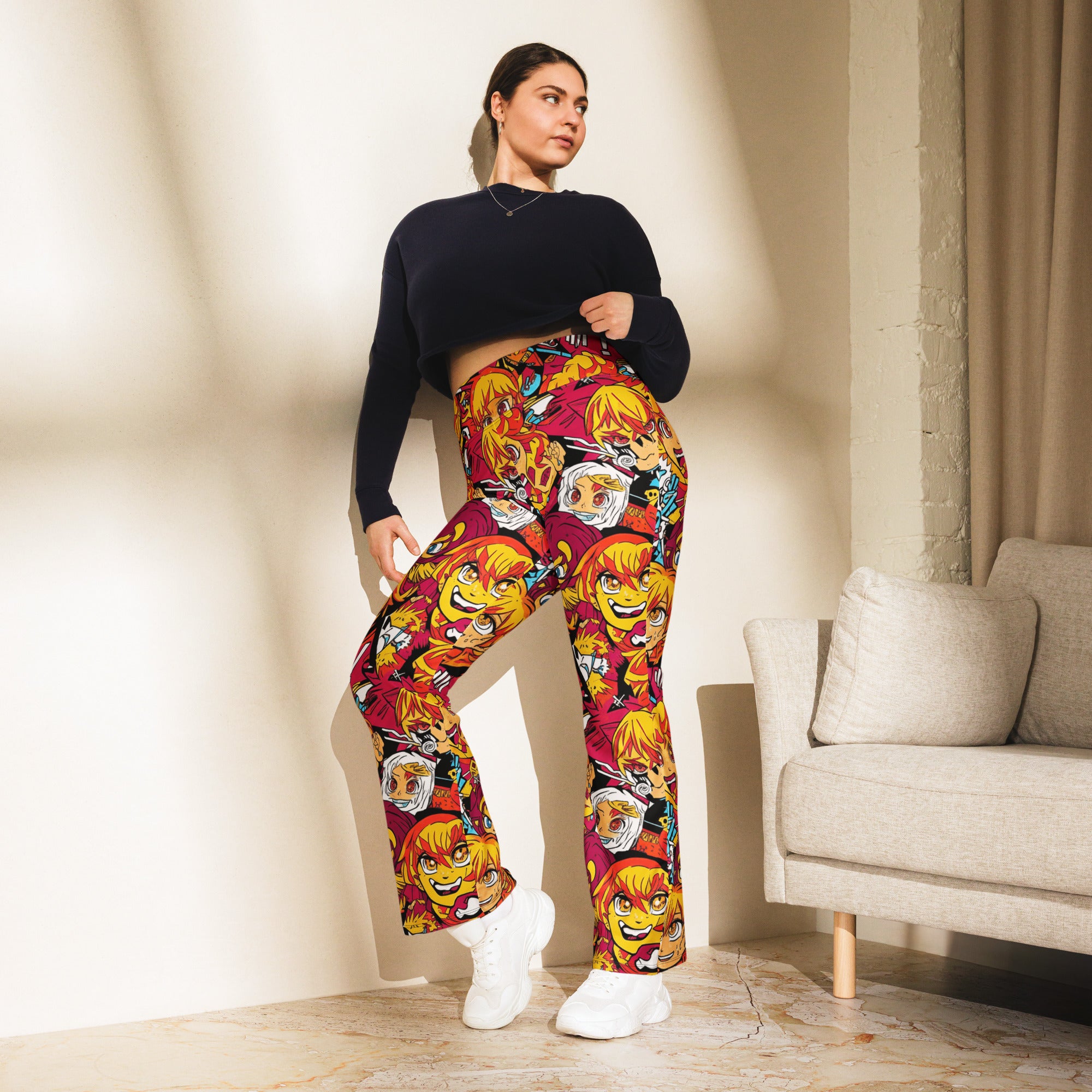 Anime Collage Fire Spirit Flare Leggings | GearBunch
