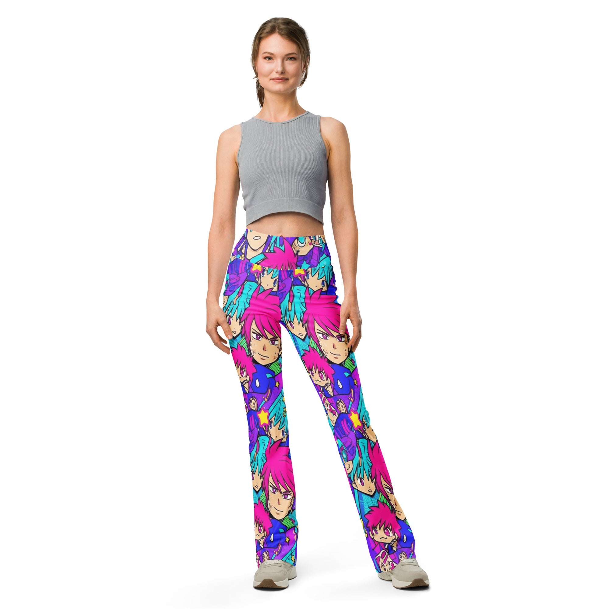 Anime Collage Galaxy Hero Flare Leggings | GearBunch