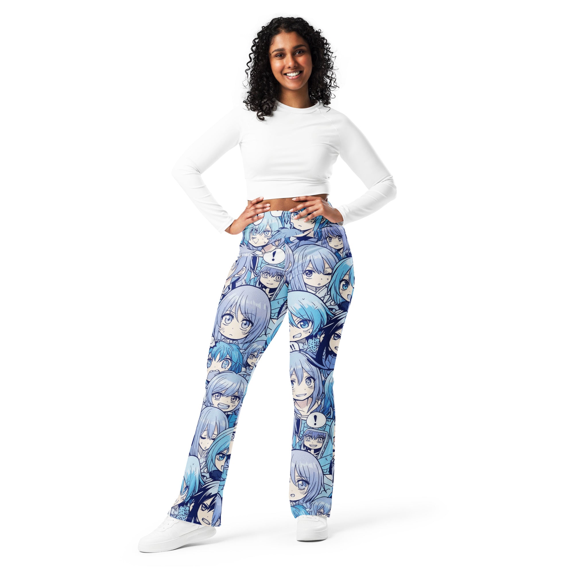 Anime Collage Ice Kingdom Flare Leggings | GearBunch