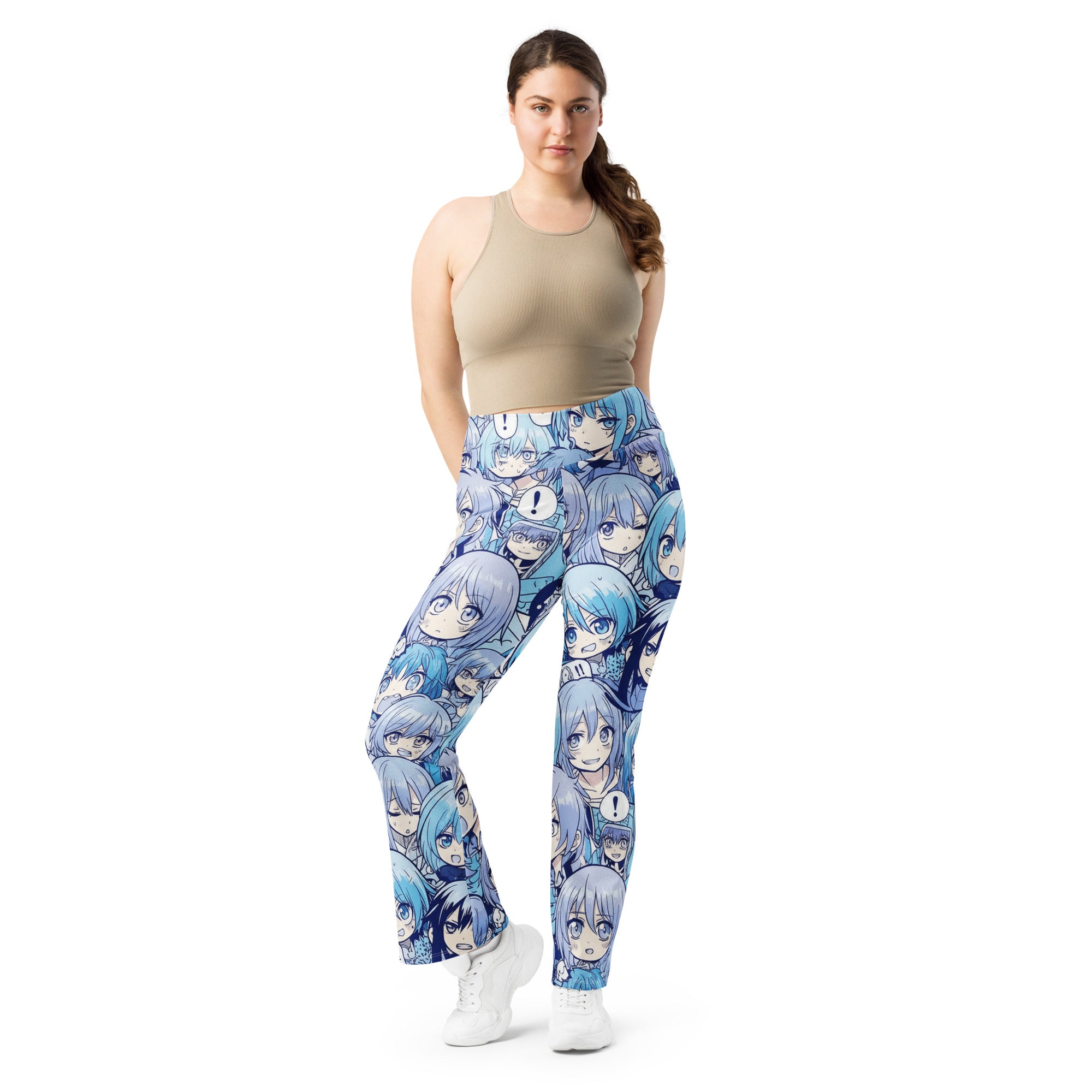 Anime Collage Ice Kingdom Flare Leggings | GearBunch