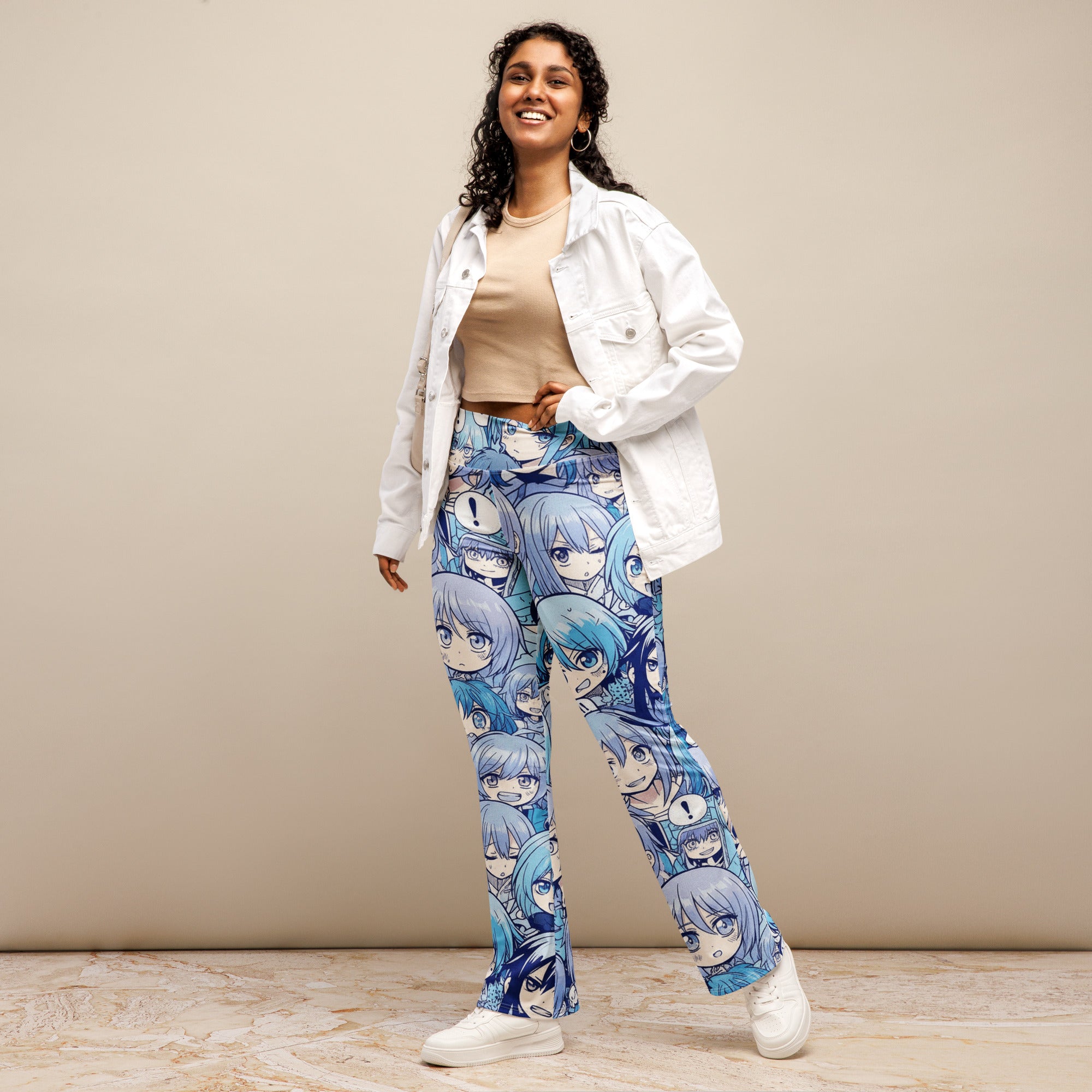Anime Collage Ice Kingdom Flare Leggings | GearBunch