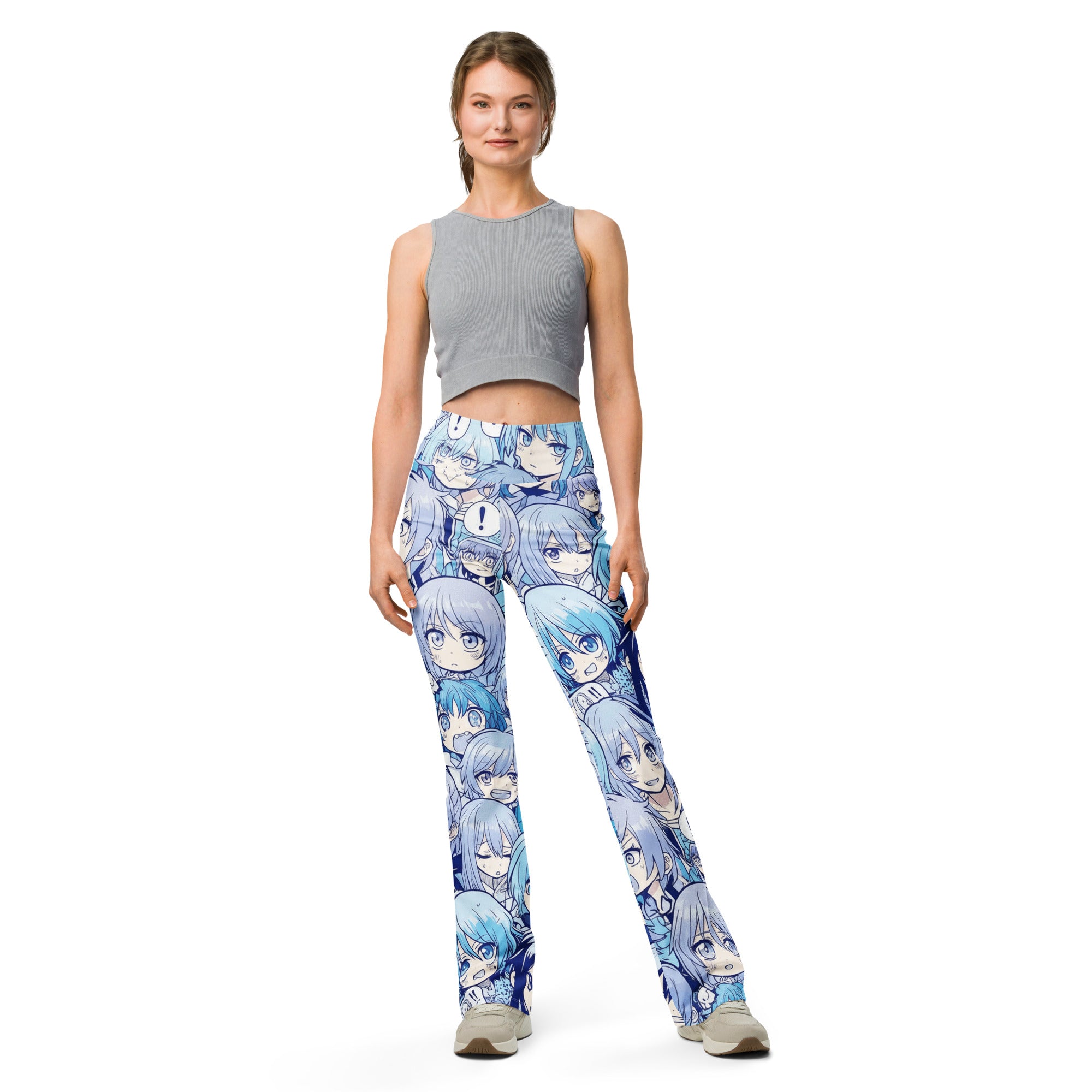 Anime Collage Ice Kingdom Flare Leggings | GearBunch