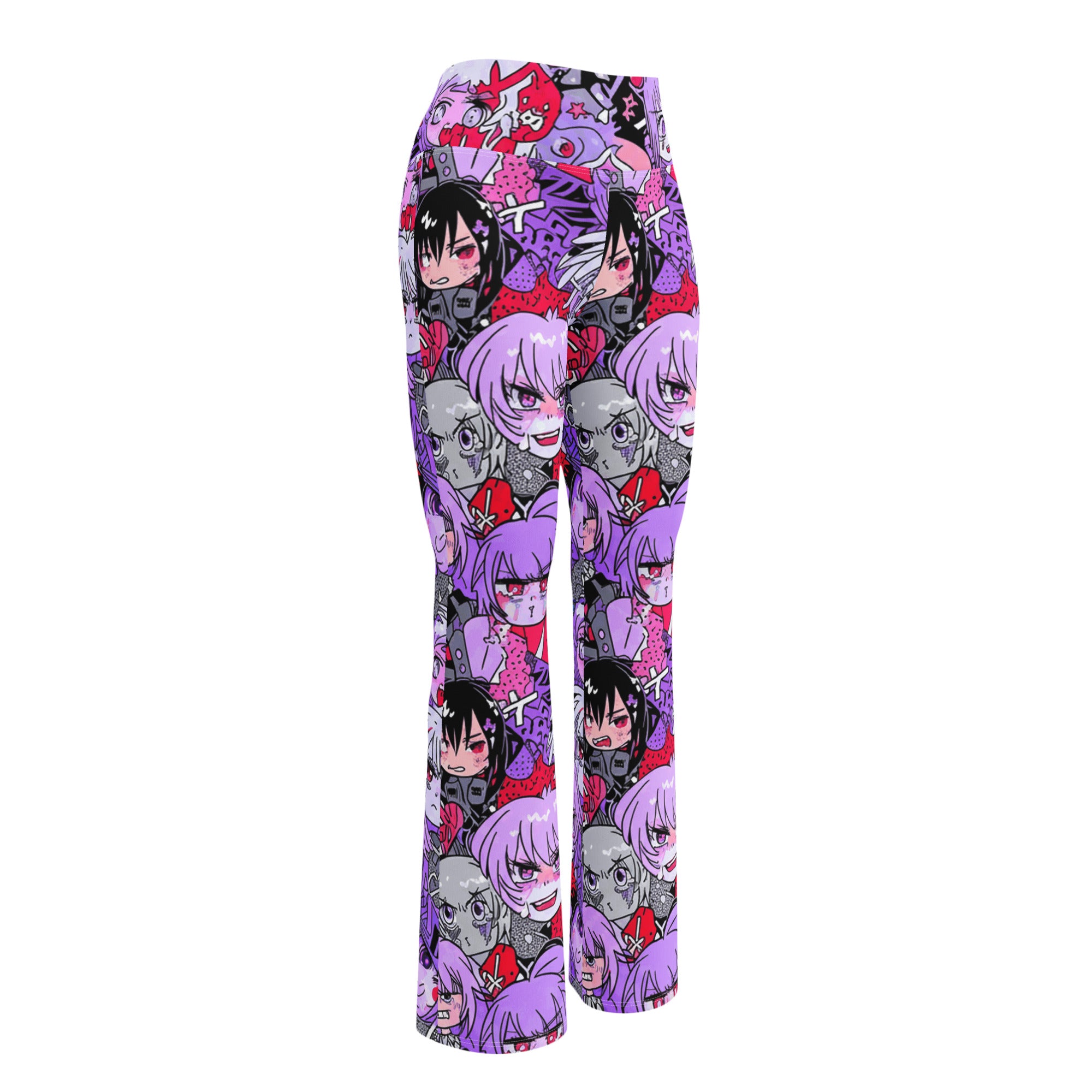 Anime Kawaii Goth Collage Flare Leggings | GearBunch
