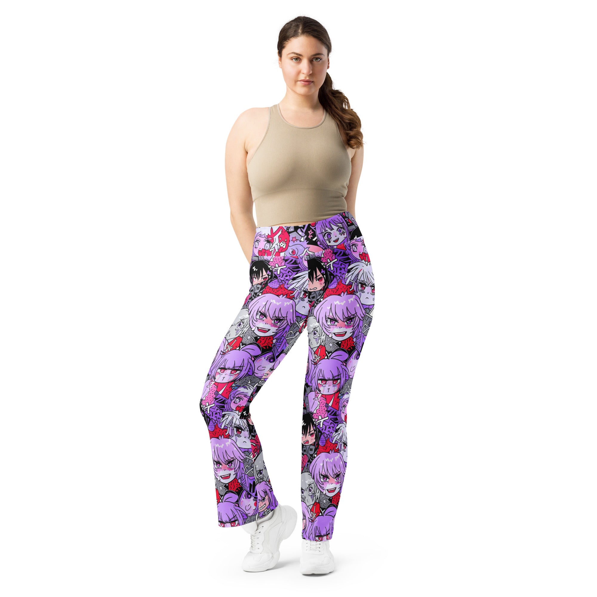 Anime Kawaii Goth Collage Flare Leggings | GearBunch