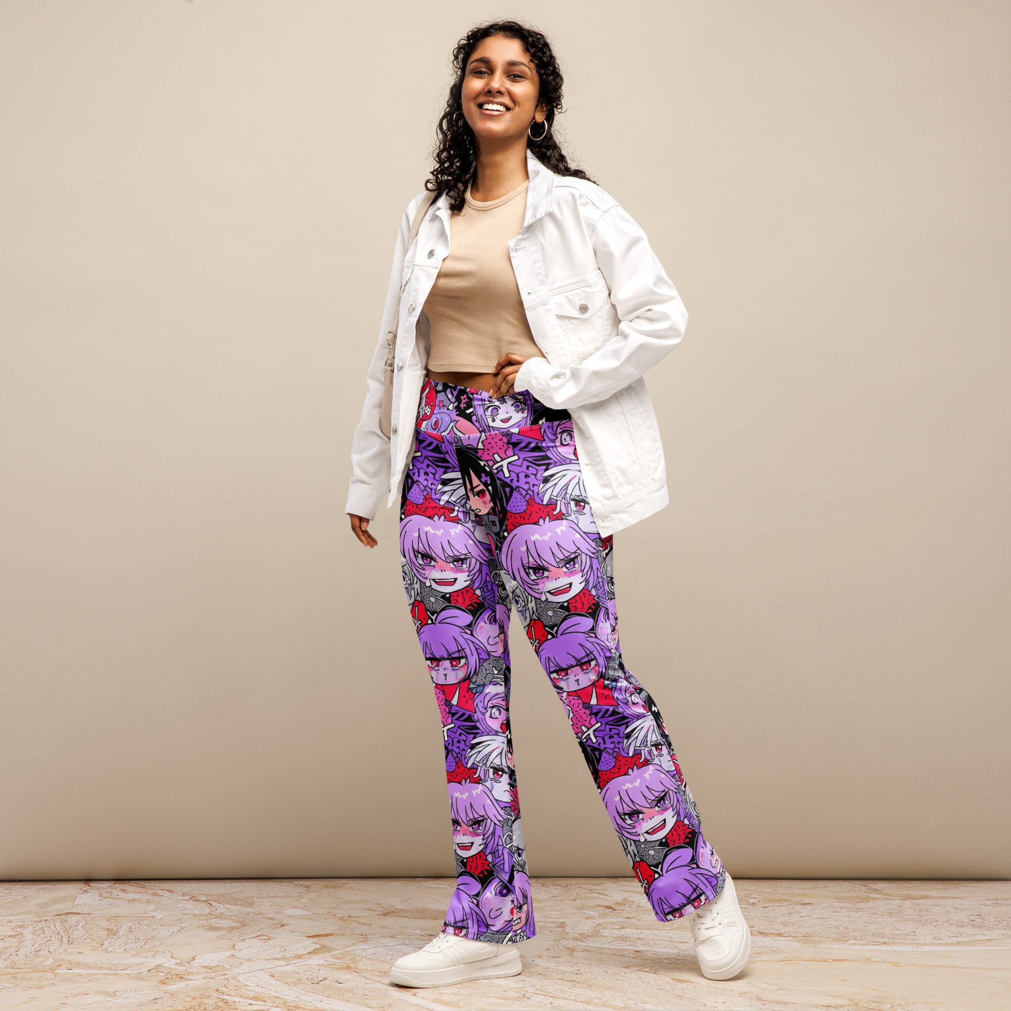 Anime Kawaii Goth Collage Flare Leggings | GearBunch