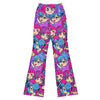 Anime Collage Mecha Pilot Flare Leggings for women, featuring a vibrant, high-contrast, anime-inspired design by GearBunch.