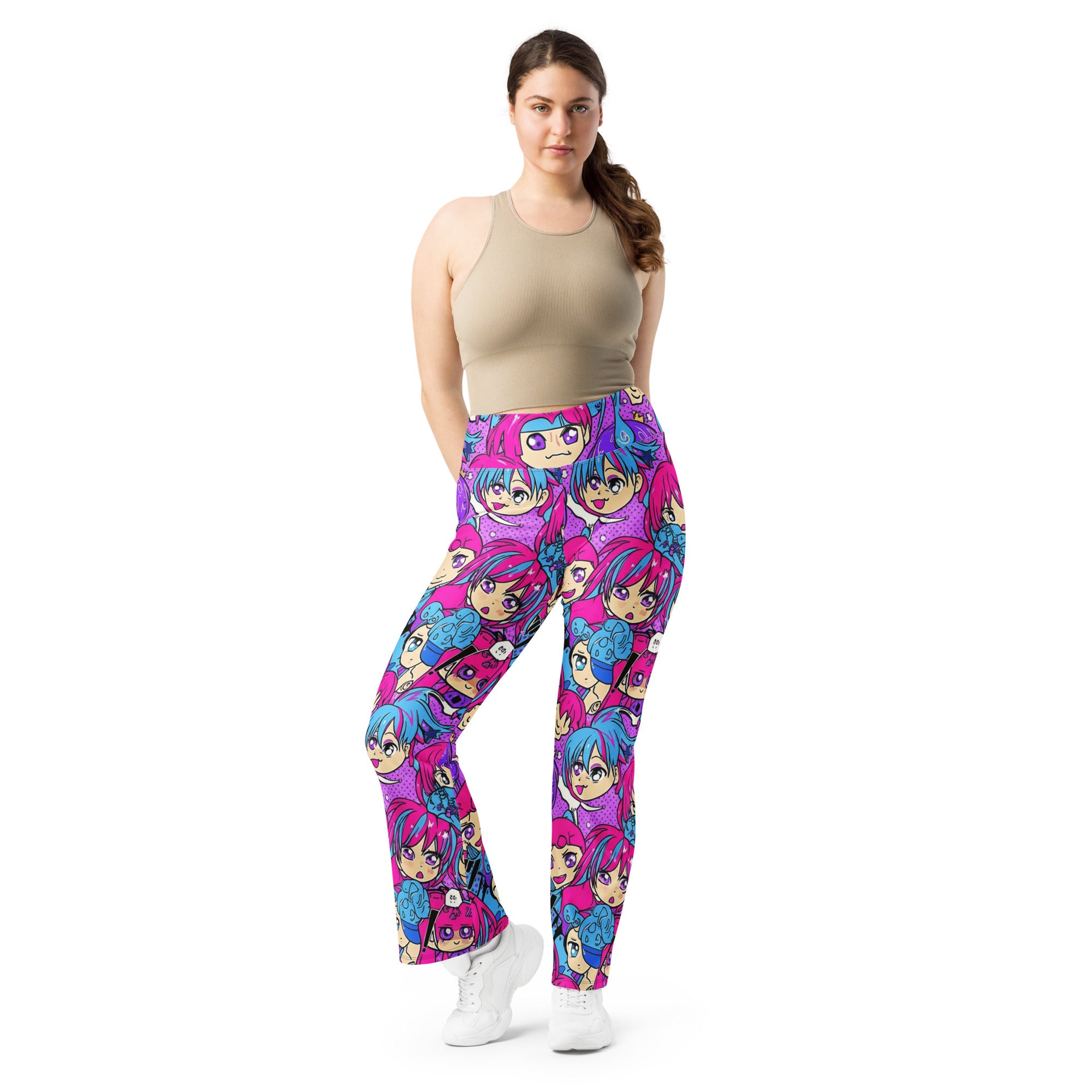 Anime Collage Mecha Pilot Flare Leggings | GearBunch