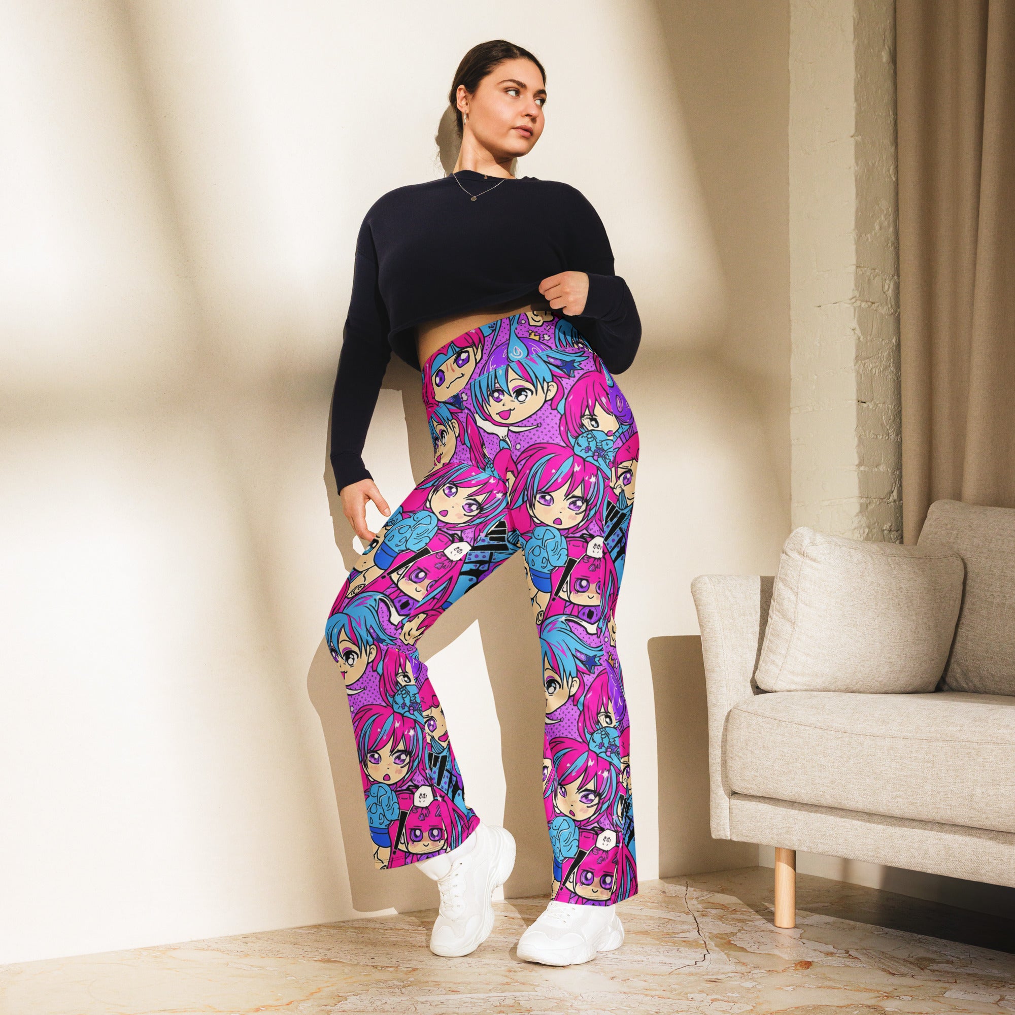 Anime Collage Mecha Pilot Flare Leggings | GearBunch