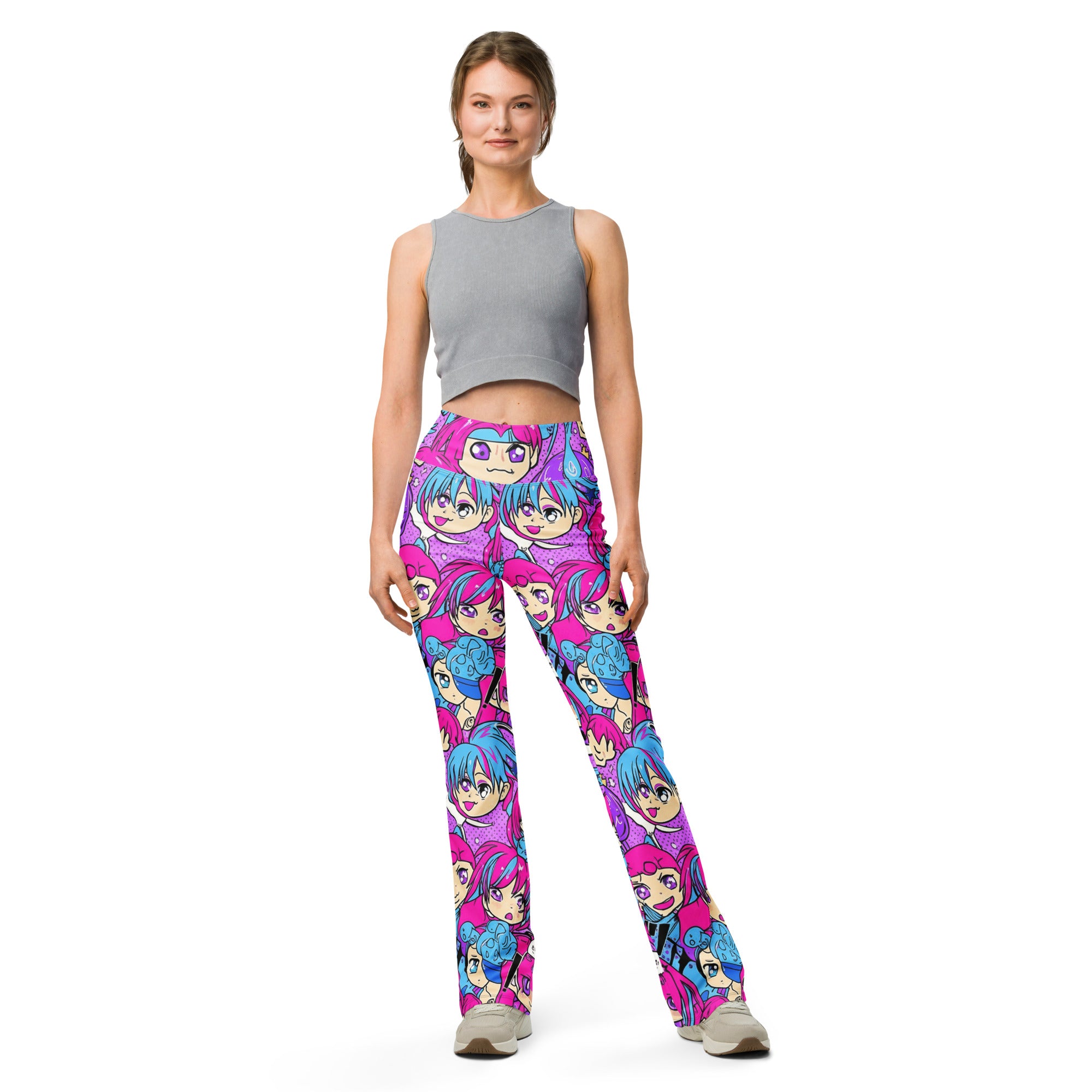 Anime Collage Mecha Pilot Flare Leggings | GearBunch