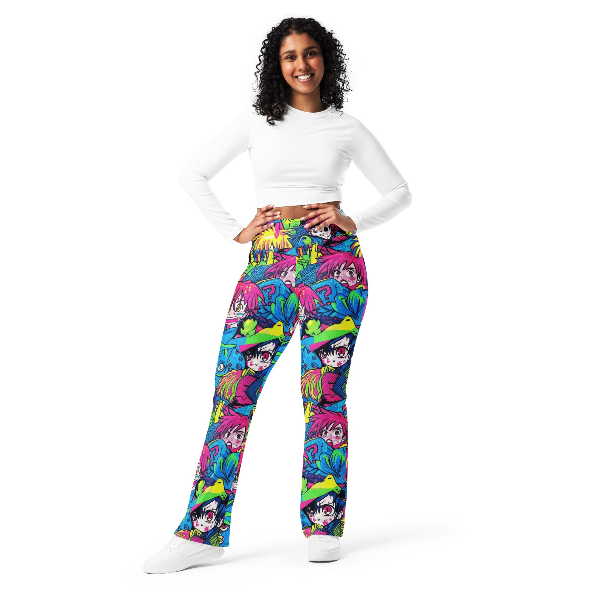 Anime Collage Neon Tokyo Flare Leggings | GearBunch