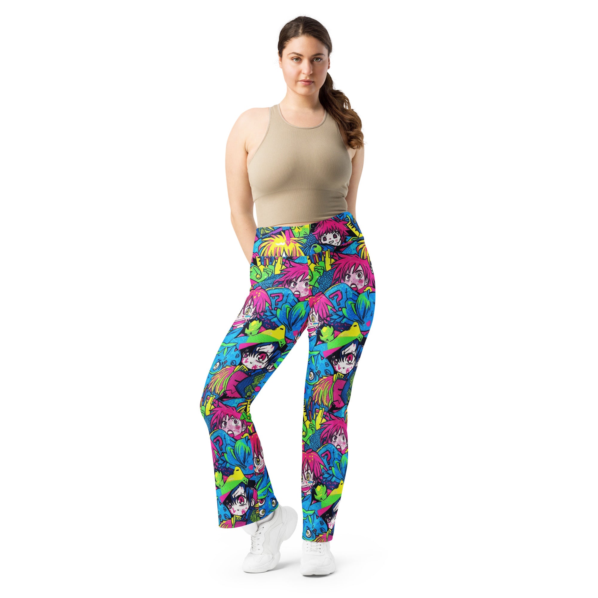 Anime Collage Neon Tokyo Flare Leggings | GearBunch
