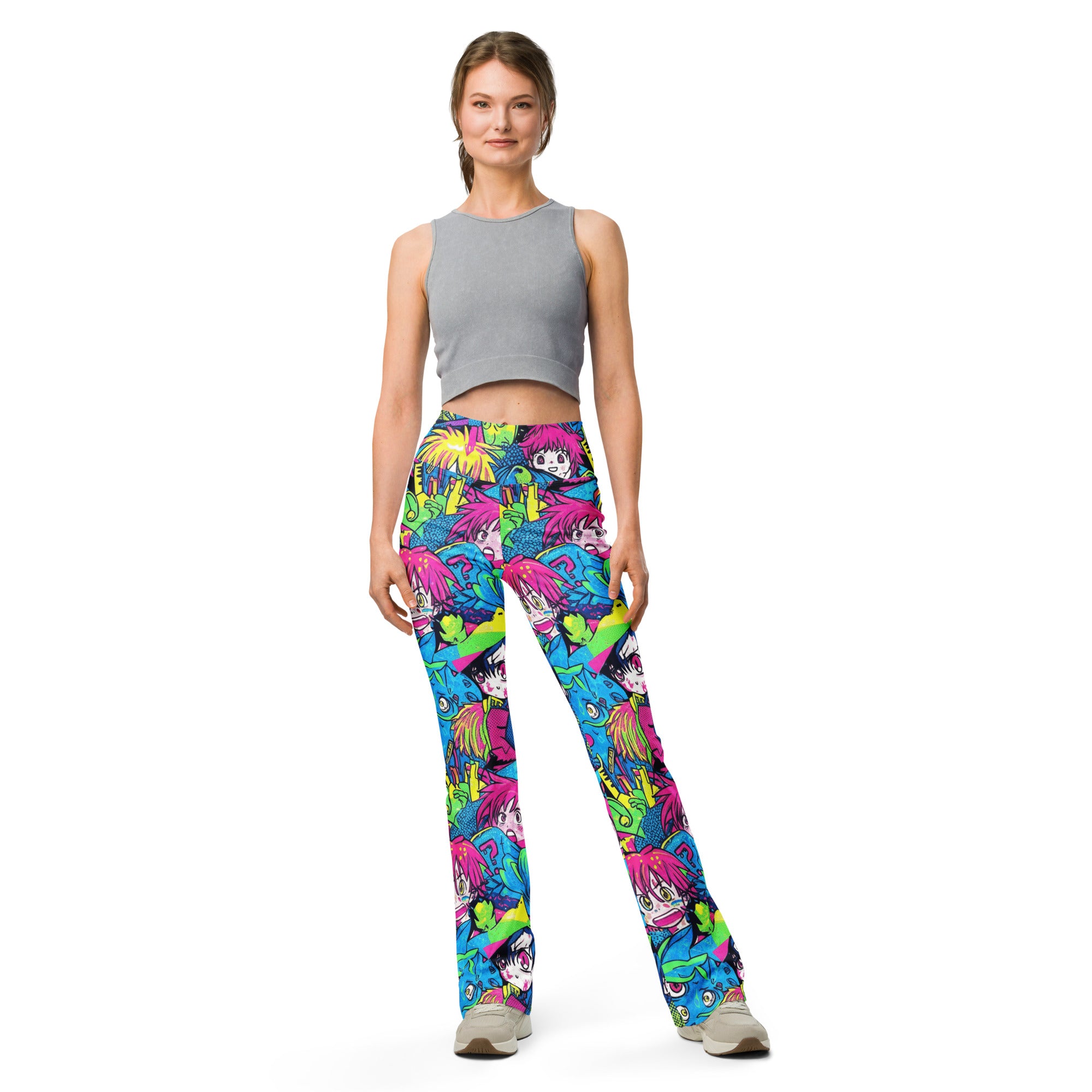 Anime Collage Neon Tokyo Flare Leggings | GearBunch