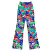 GearBunch Anime Collage Ocean Wave Flare Leggings, featuring vibrant anime-style characters and dynamic ocean elements.