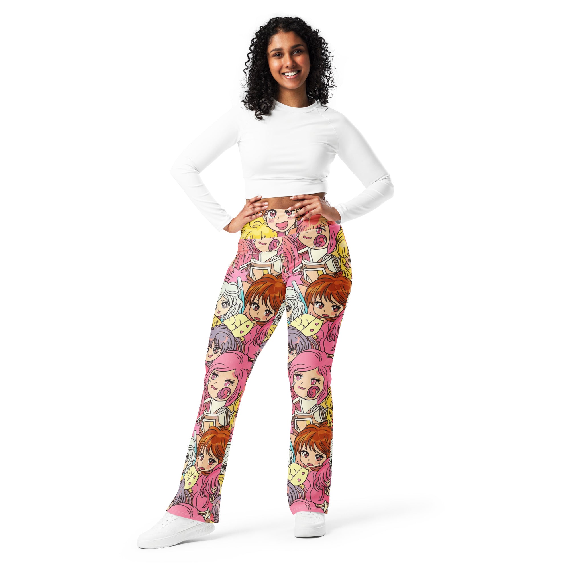 Retro Shojo Anime Collage Flare Leggings | GearBunch