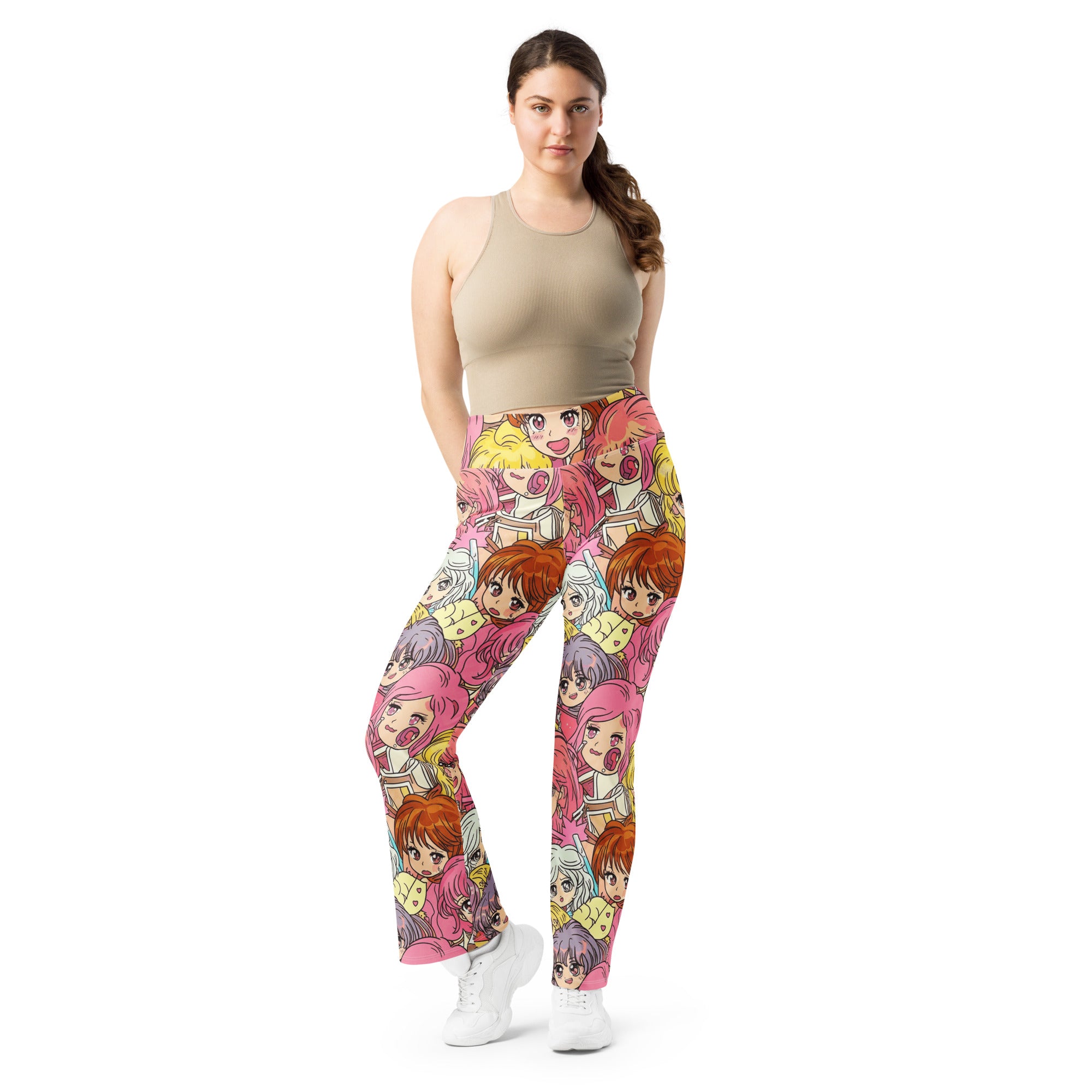 Retro Shojo Anime Collage Flare Leggings | GearBunch