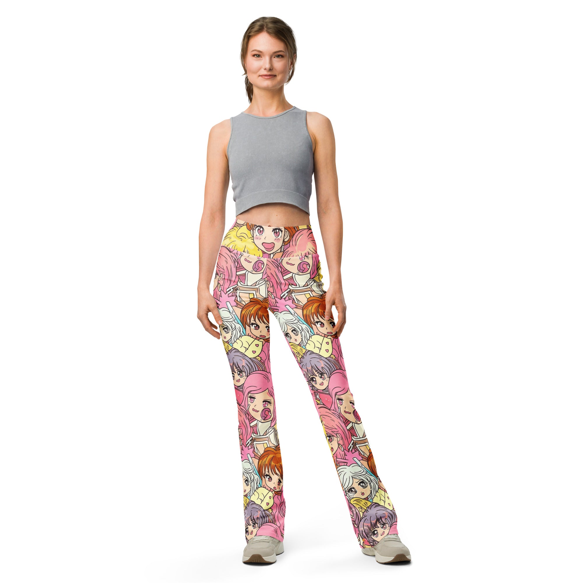 Retro Shojo Anime Collage Flare Leggings | GearBunch