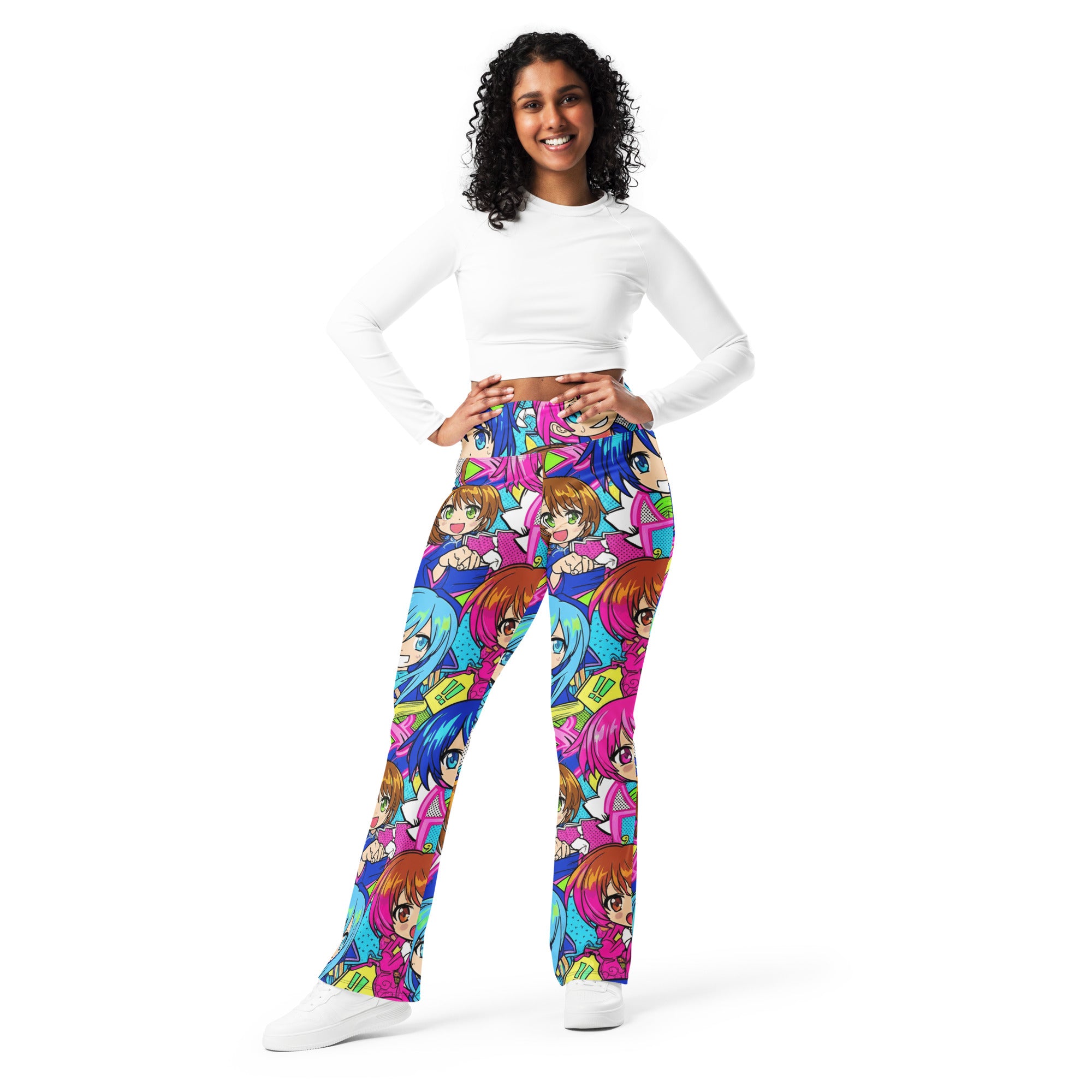 Anime Collage Sakura School Flare Leggings | GearBunch
