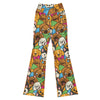 Vibrant Puppy Pile Flare Leggings for women, featuring a joyful print of golden retrievers, pugs, and corgis by GearBunch.
