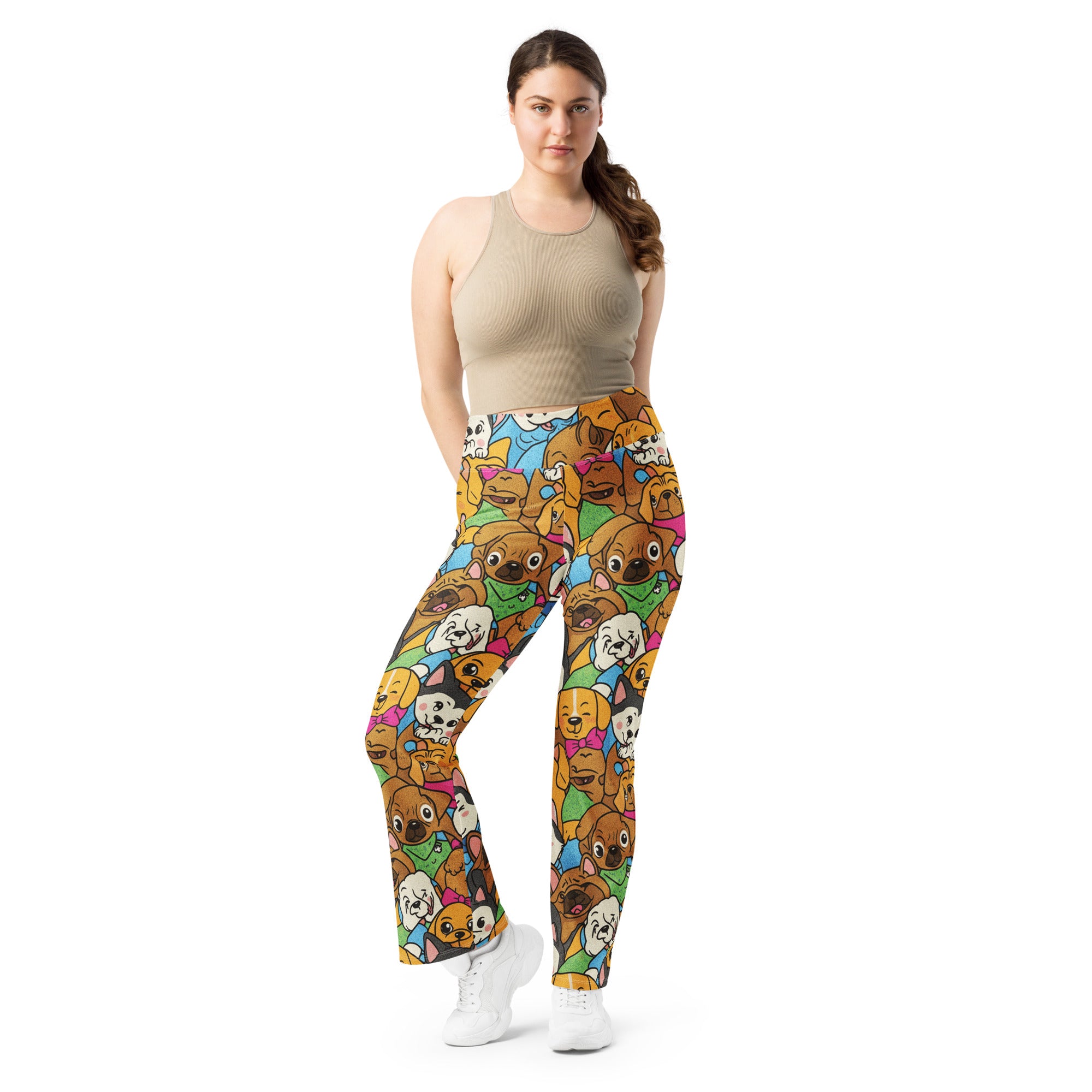 Vibrant Puppy Pile Flare Leggings | GearBunch