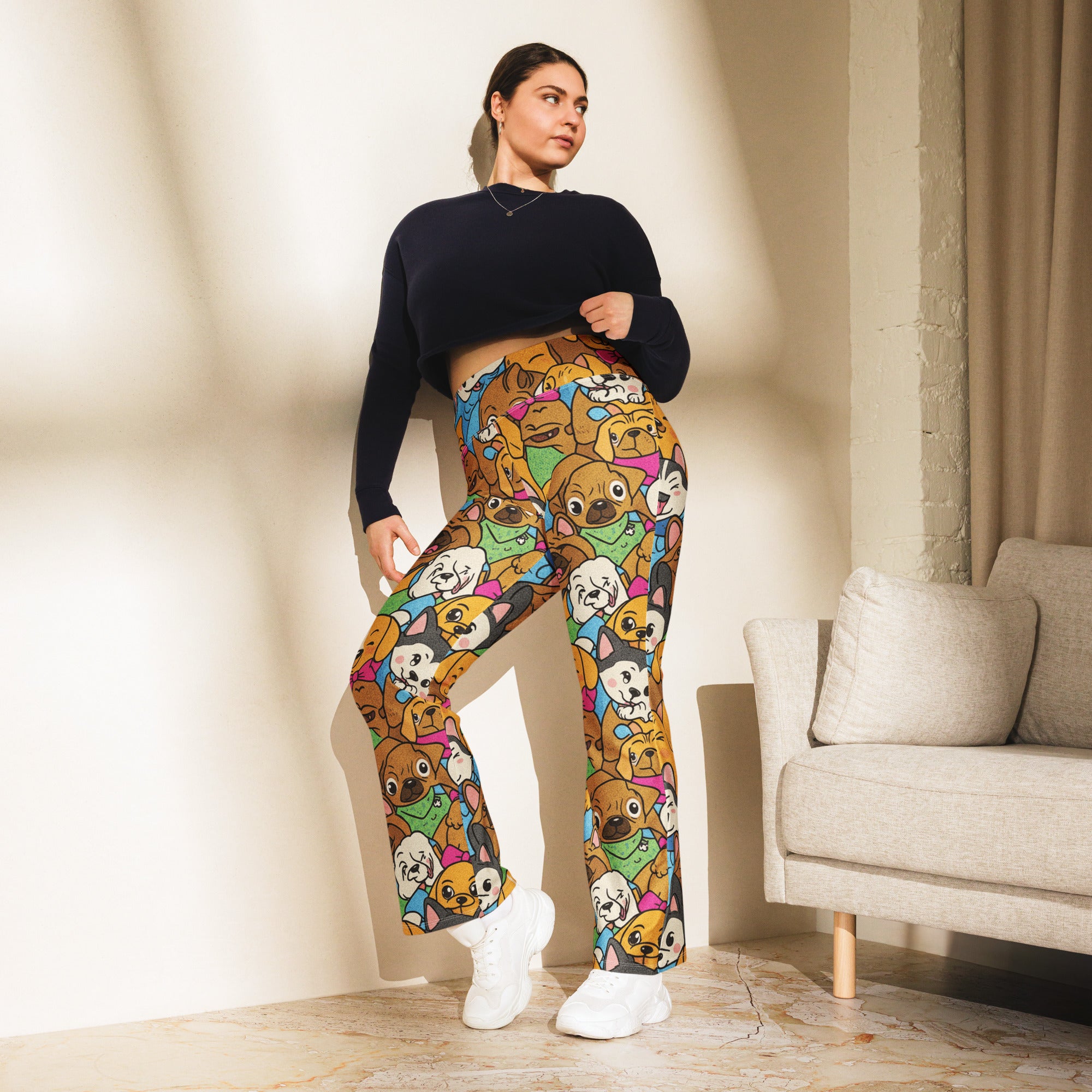 Vibrant Puppy Pile Flare Leggings | GearBunch