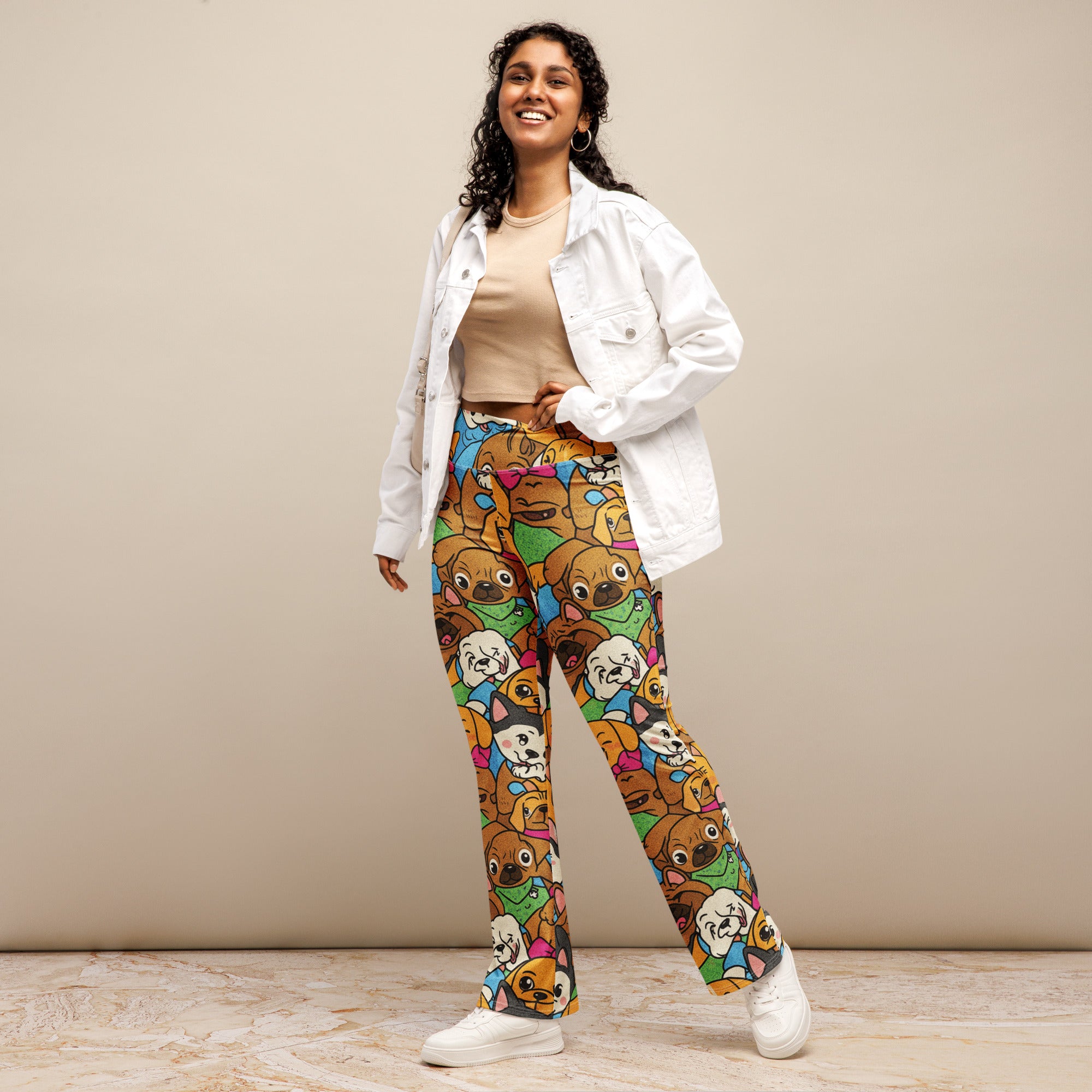 Vibrant Puppy Pile Flare Leggings | GearBunch