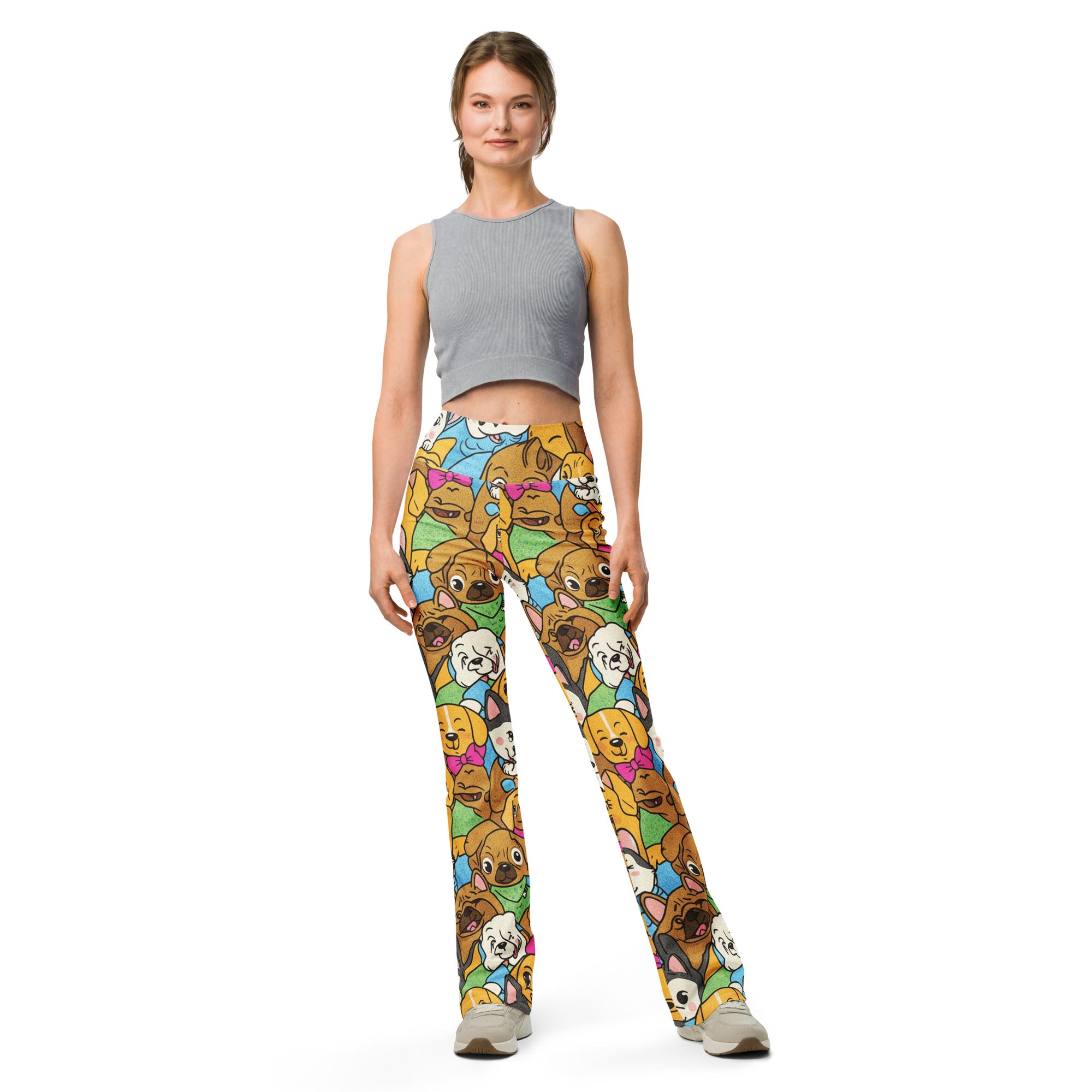 Vibrant Puppy Pile Flare Leggings | GearBunch